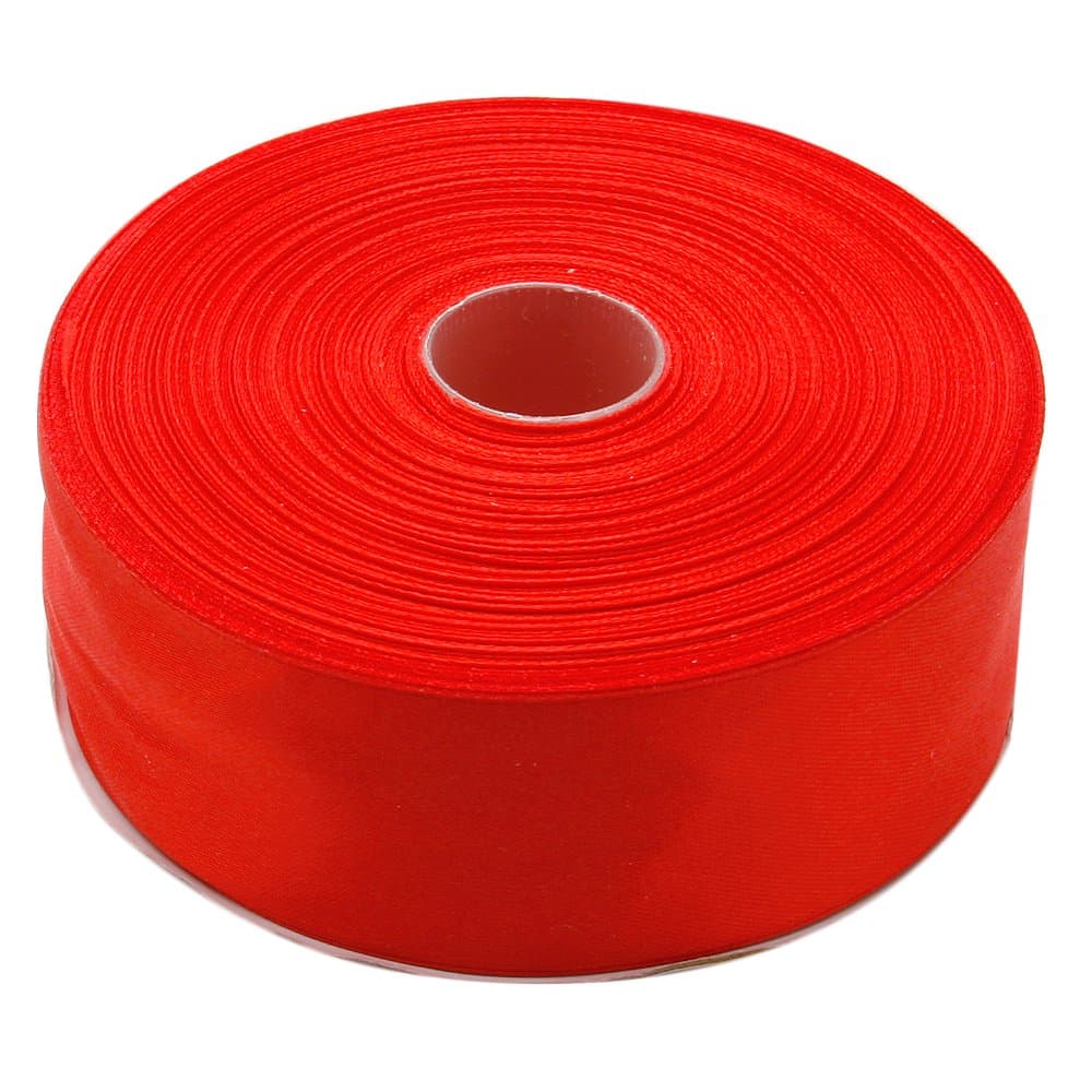 1-1/2 Inches x 50 Yards Double Face Solid Satin Ribbon Roll, Red