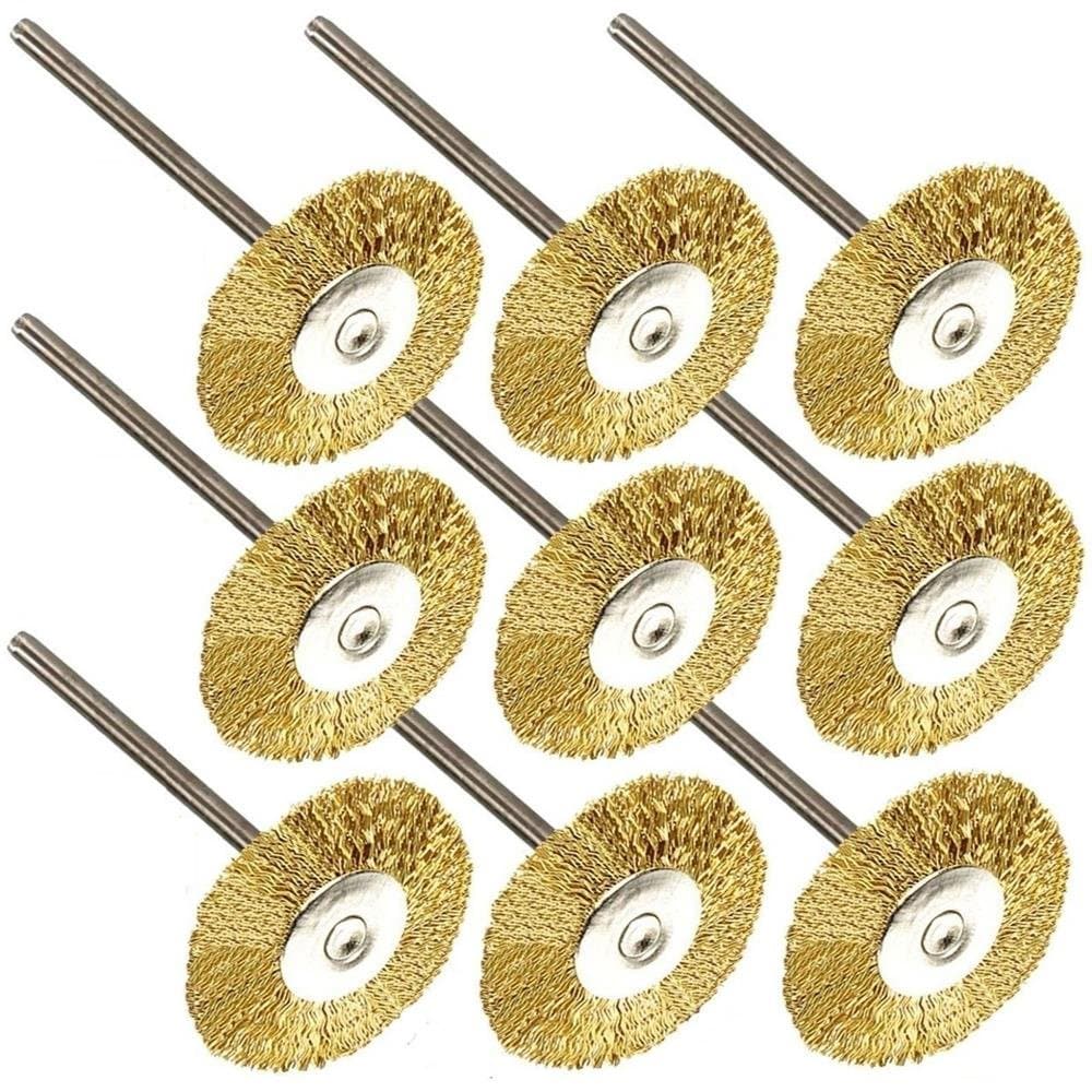 Rotary Tools RT- 53LB 9PC Large Brass Bristle Brushes for Dremel Accessories For Rotary Tools