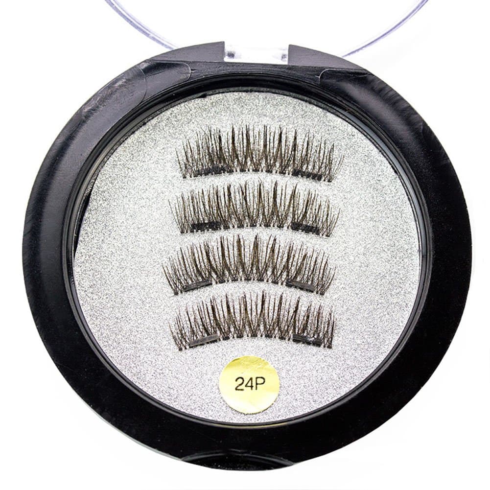 Scala 4pcs/pairs Magnetic Eye lashes False Eyelashes 3D Double Magnet Full Strip Magnetic Lashes Soft Reusable Fake Eye Lashes Extension (24P)