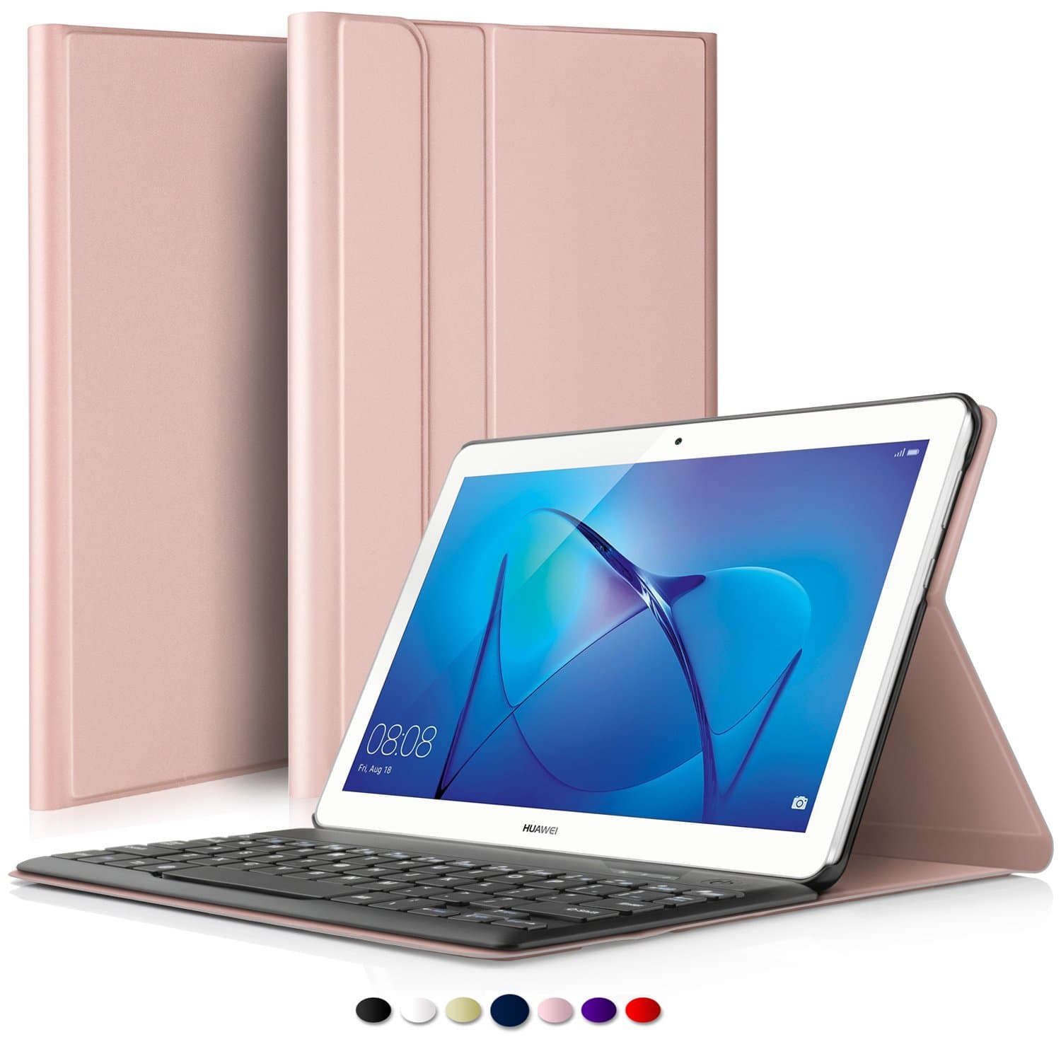 Luibor Huawei MediaPad T5 10 Keyboard Case Front Prop Stand Case with Removable Wireless Keyboard for Huawei MediaPad T5 10 Tablet (LightPink)