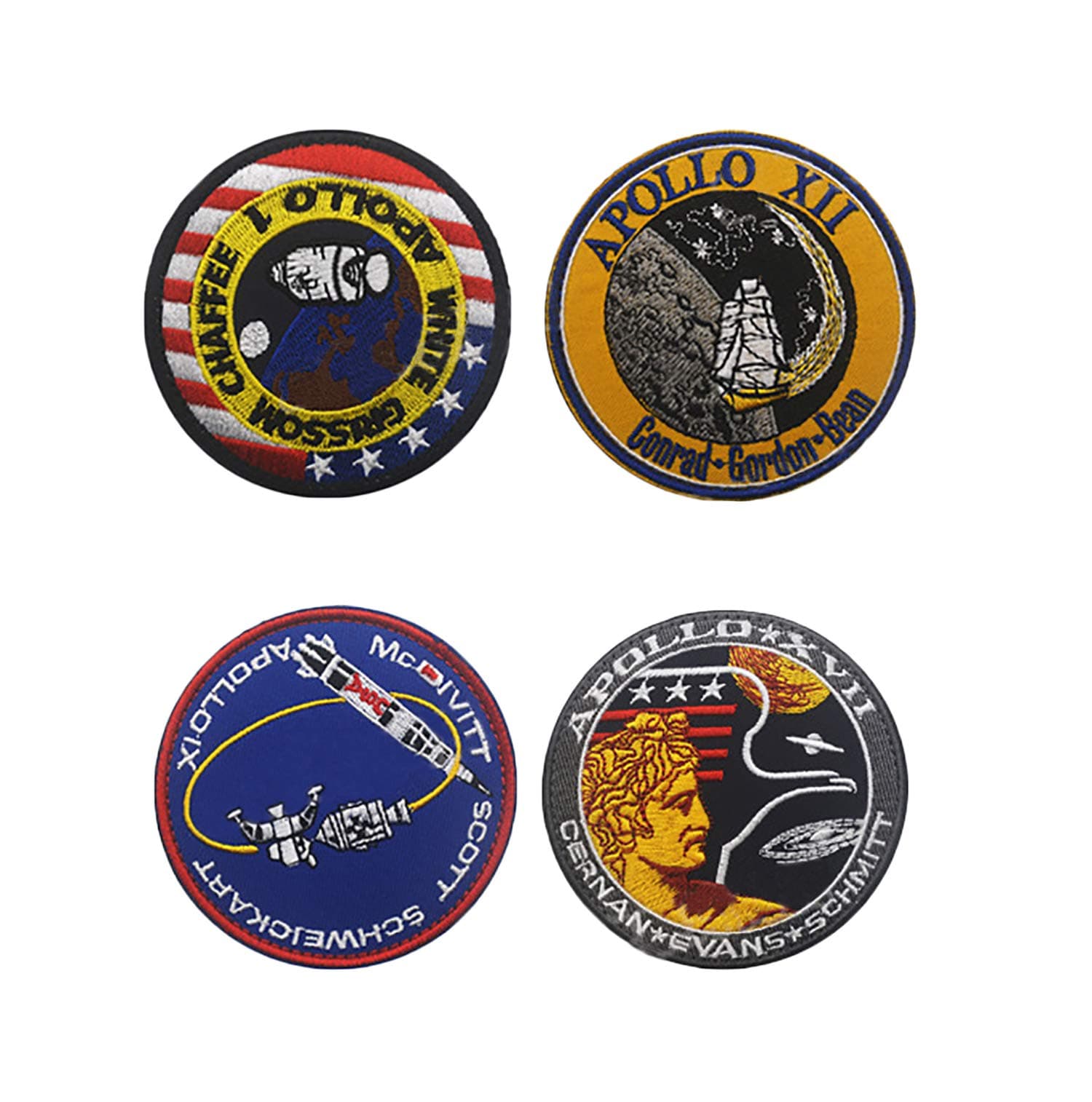 3/4 Pieces Apollo Spaceflight Project Series Patch NASA Velcro Patches Set Embroidery Memory Patch AB22-4P-1
