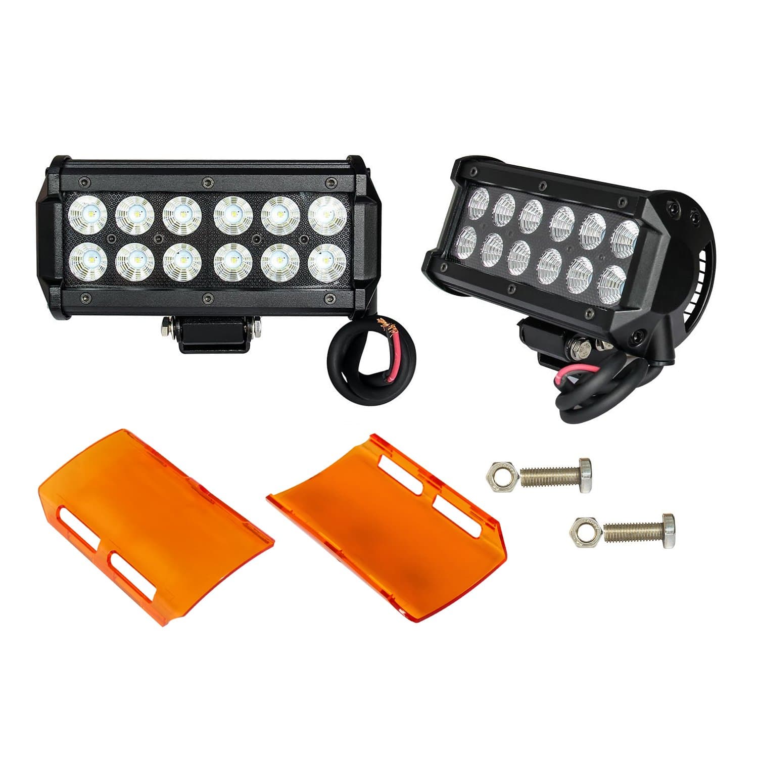 LED Cube lights, Offroad Town 2pcs 7'' 36W Flood LED Work Light 12v Off Road driving light bar Unique Panel Design CREE LED Pods With 2pcs Amber Covers for Jeep Cabin Boat SUV Truck Car ATV