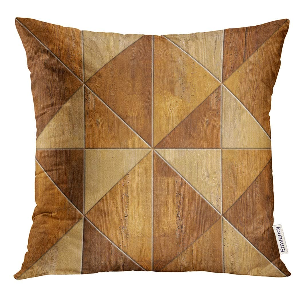 UPOOS Throw Pillow Cover Wall Abstract Wood Interior Design Continuous Replication Triangle Style Geometric Wooden Decorative Pillow Case Home Decor Square 20x20 Inches Pillowcase