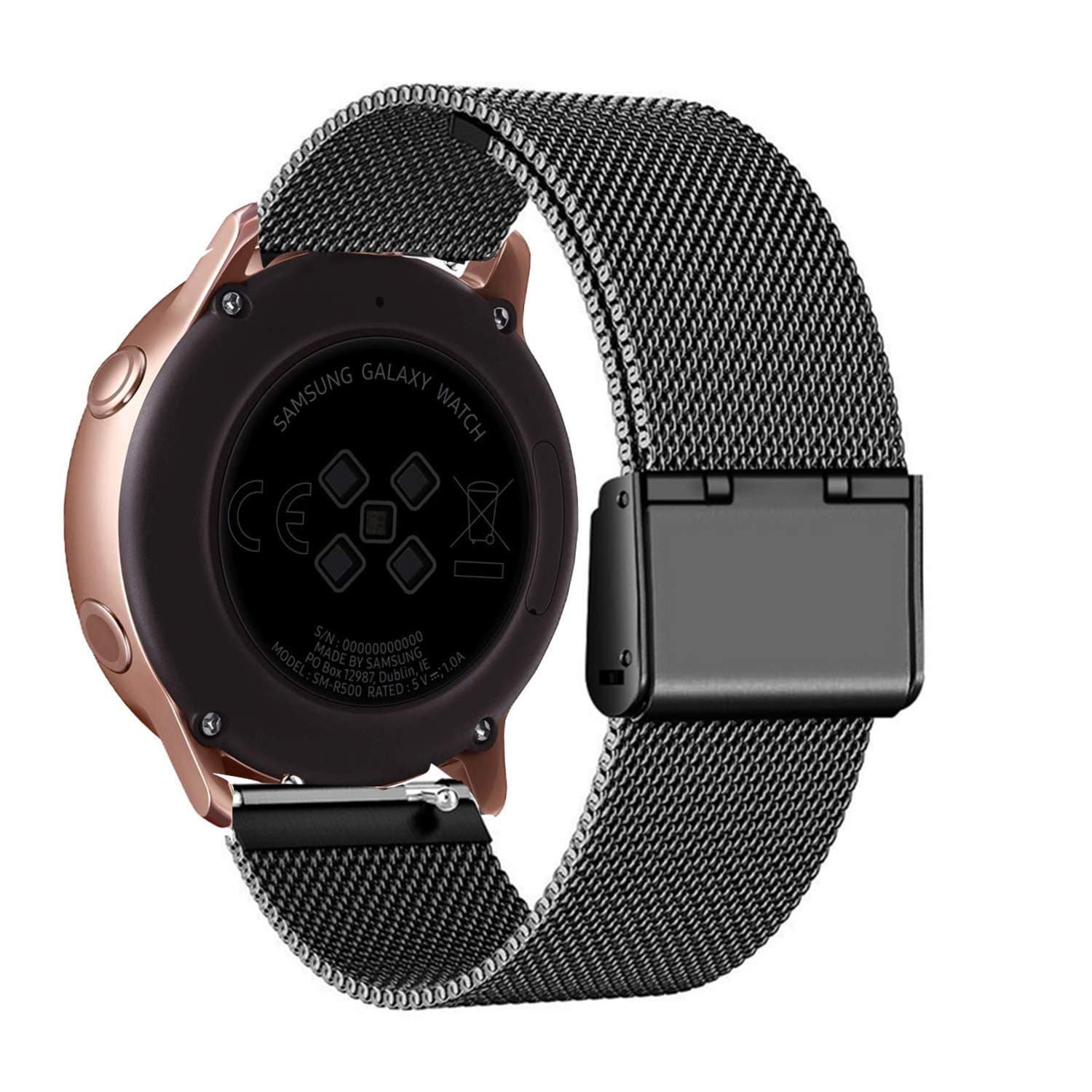 Compatible with Samsung Galaxy Watch Active Band/Active 2 Band/Galaxy Watch 42mm Band,20mm Mesh Woven Stainless Steel Strap Watch Band for Galaxy Active 40mm Watch Band/Active 2 44mm Band Black