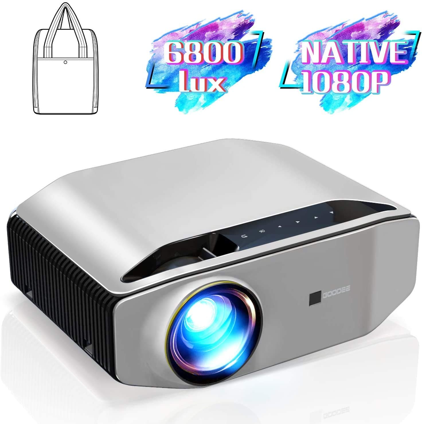 DOOK Native 1080P Projector,HD Video Projector, 6800 Lux LED Movie Projector with 300" Display, Compatible with TV Stick, HDMI, VGA, USB, iPad, PC, Xbox, iPhone for Home Entertainment