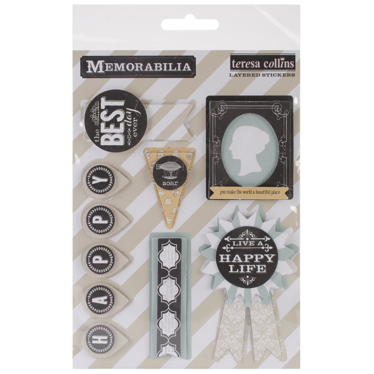 Memorabilia Layered Stickers 5"X6" Sheet-