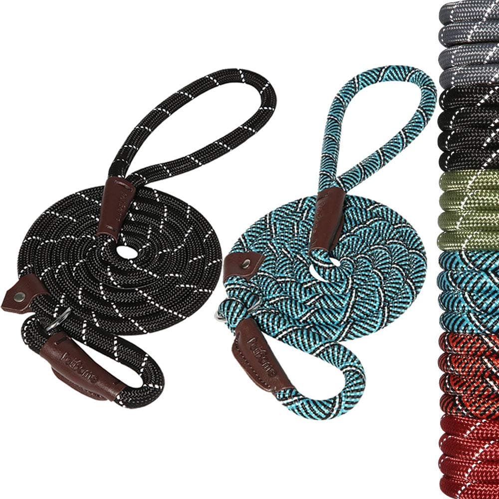 PetBemo Extremely Durable Dog Slip Rope Leash, Premium Quality Mountain Climbing Rope Lead, Strong, Reflective Threads Sturdy Comfortable Leash Strongest Pulling Large Medium Dogs 6 feet
