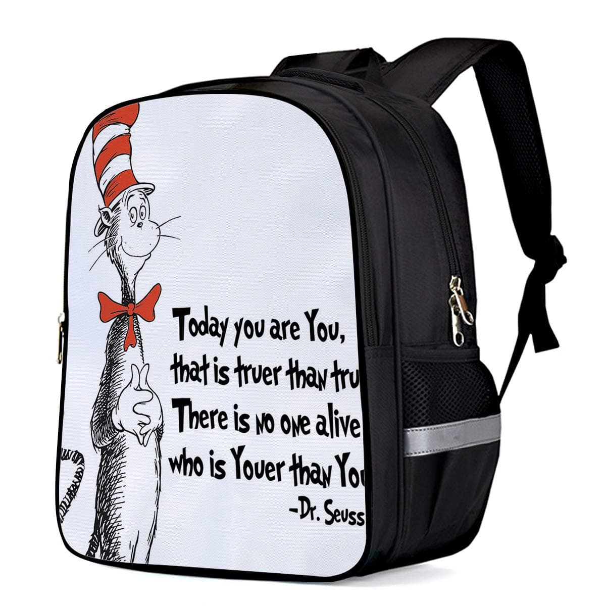 Backpack for School - FreeHand The Cat in the Hat Dr. Seuss Girls School Bags Kids Bookbags Teens Shoulder Bag Casual Laptop Bag with Bottle Side Pockets