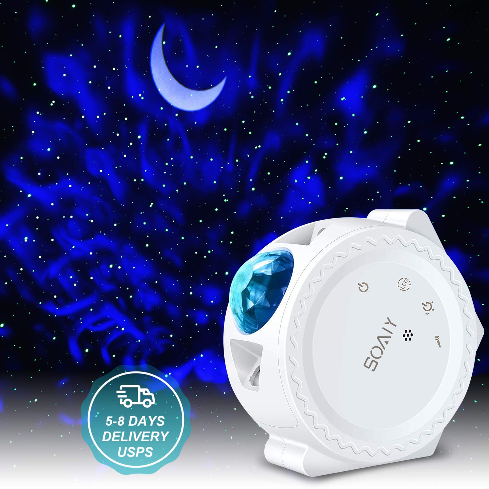 Star Night Light Projector, 3 in 1 Moon Star Water Pattern LED Laser Projector Light with 6 Lighting Show, Voice Control, Timer, UL Adapter, Galaxy Projector Sky Lights for Bedroom, Game Room, Party