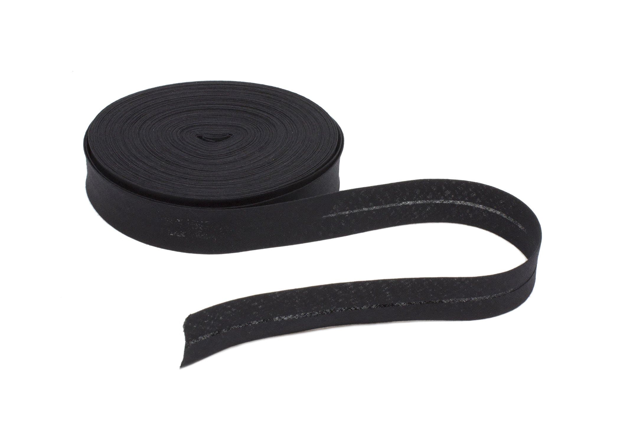 Cotton Bias Binding 20 mm Wide Single Fold - Black - 5 Yards