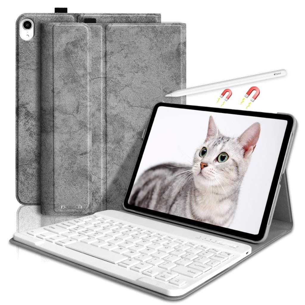 iPad Pro 11 Case with Wireless Keyboard,BAIBAO iPad Keyboard Case for iPad Pro 11 inch 2018, Auto Wake/Sleep, Support Apple Pencil 2nd Gen Charging (Grey)