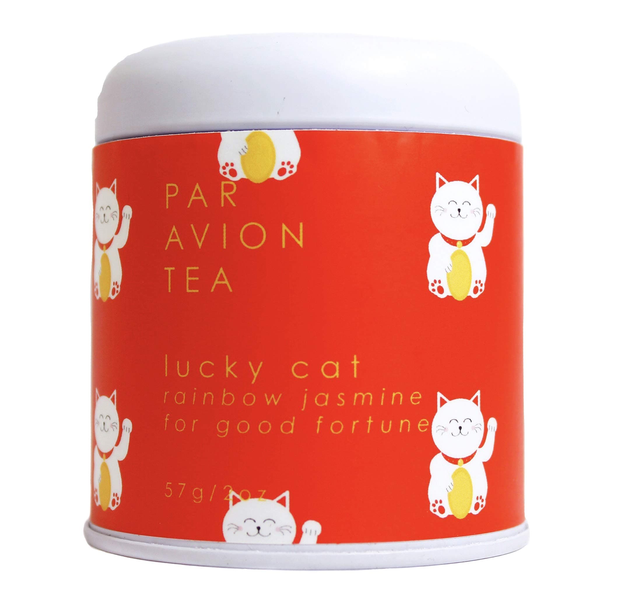 Par Avion Tea , Lucky Cat - Small Batch Loose Leaf Rainbow Jasmine Tea for Good Fortune - 2 oz