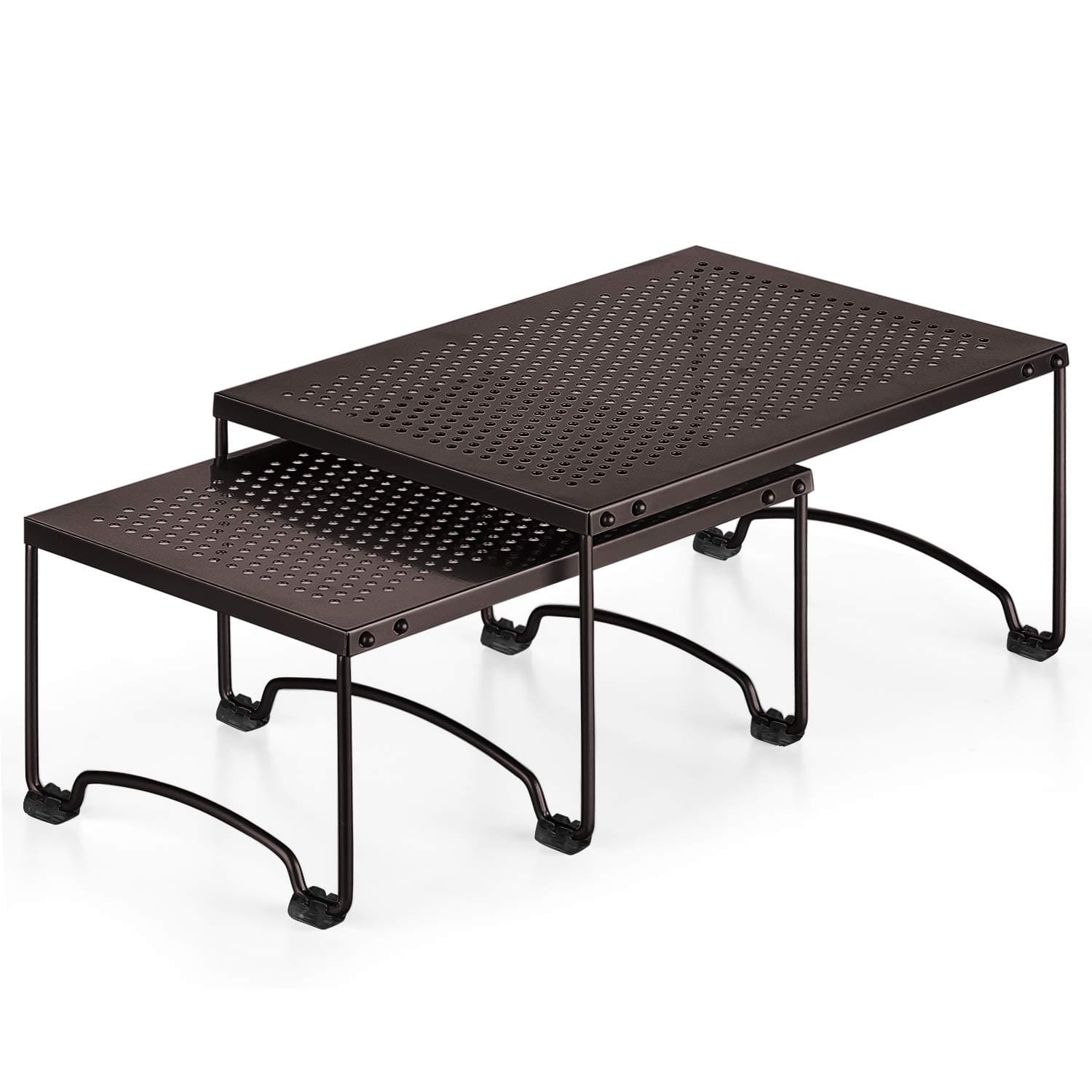 Bextsware 2 Pack Kitchen Cabinet and Counter Shelf Organizer Racks, Expandable & Stackable, Fit for Kitchen Bathroom Under Sink Pantry Desktop Storage