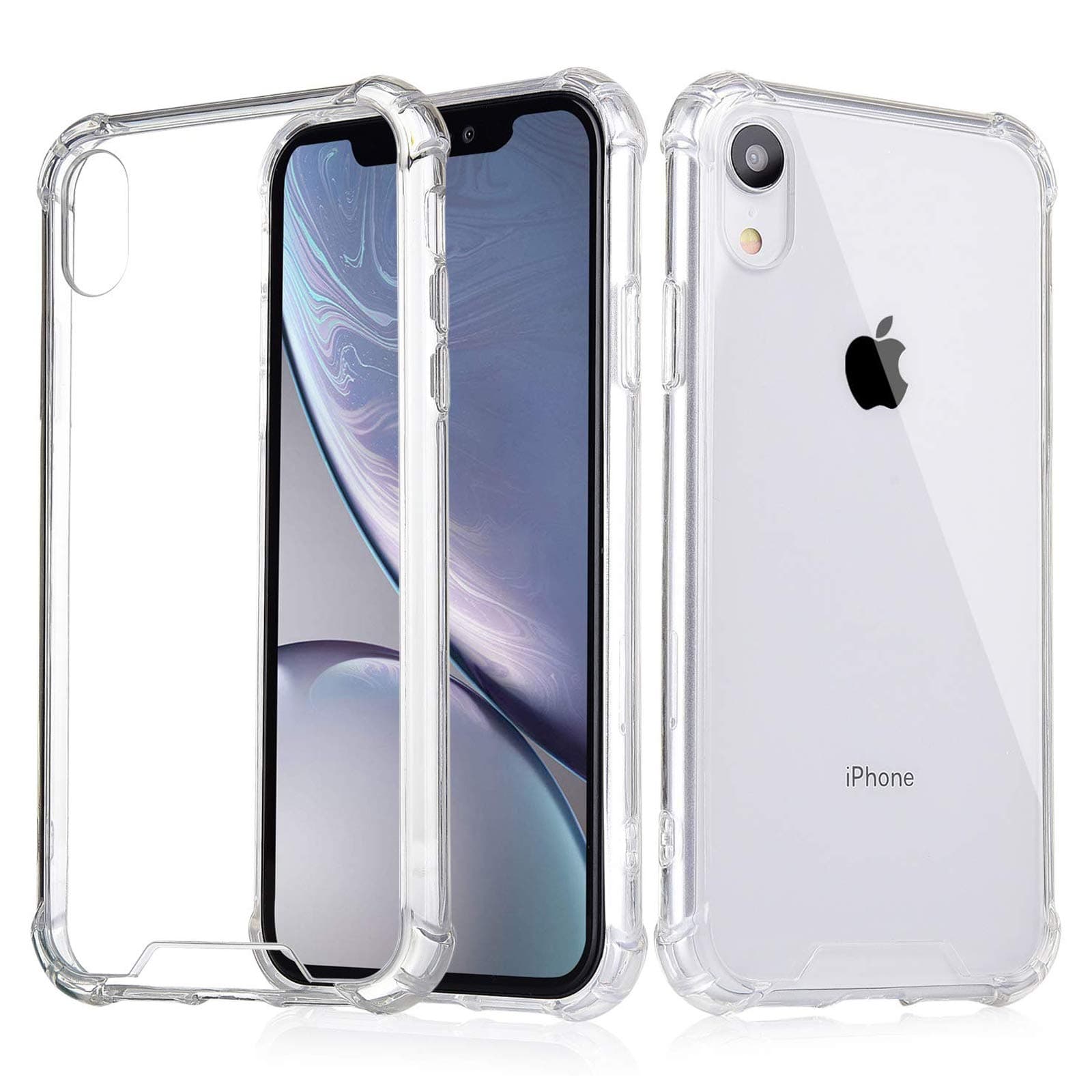 TecKraft Hard Back Hybrid Bumper Case with Shockproof Corners for Apple iPhone XR (Clear)