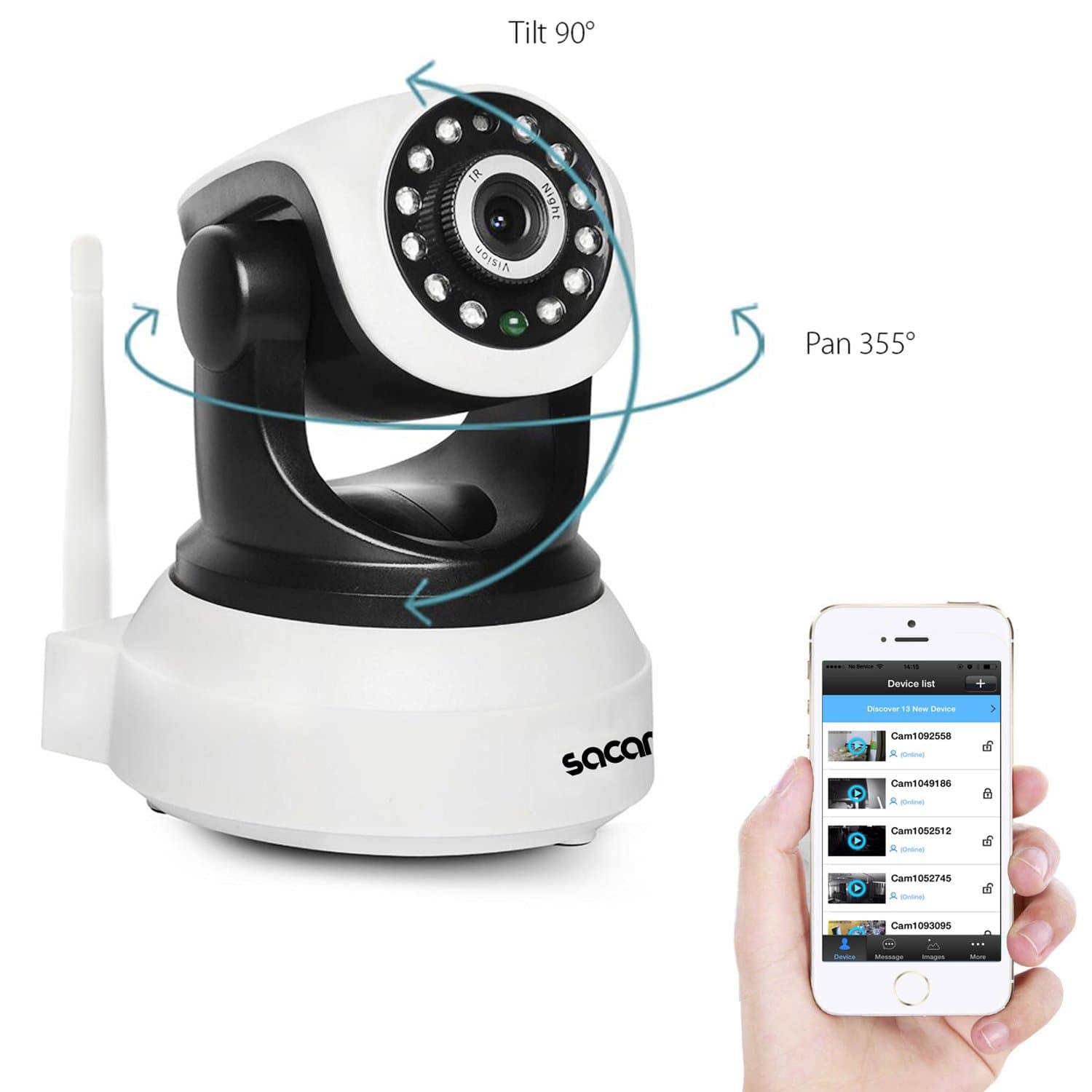 Wireless WiFi IP Security Surveillance Dome Camera SACAM HD 720p Baby Pet Monitor with Remote Pan/Tilt Night Vision