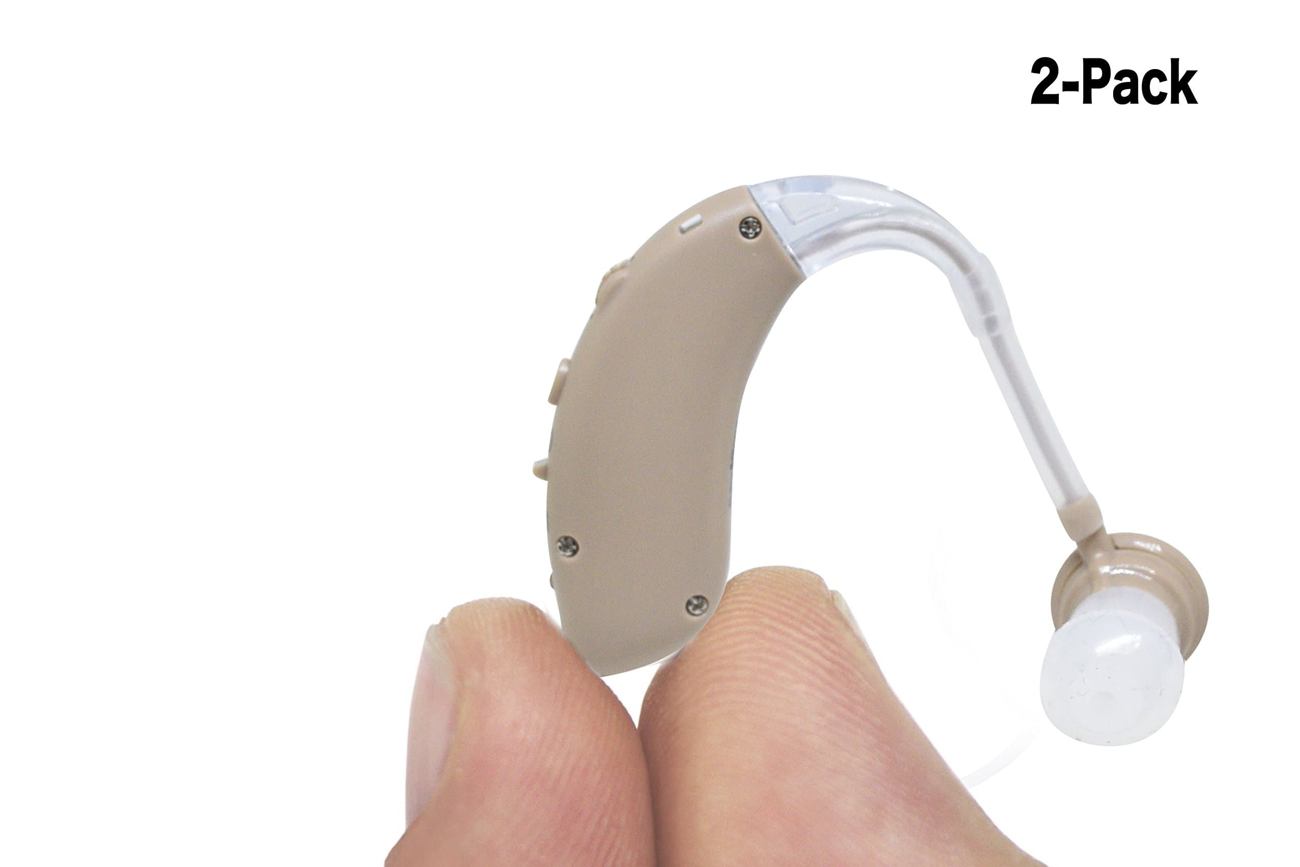 Beige Color,2-Pack New Behind-The-Ear (BTE) Digital Hearing Ear Amplifier Kit by EASYUSLIFE, Rechargeable and Interchangeable, Adjustable Volume Control, Suitable for Men and Women