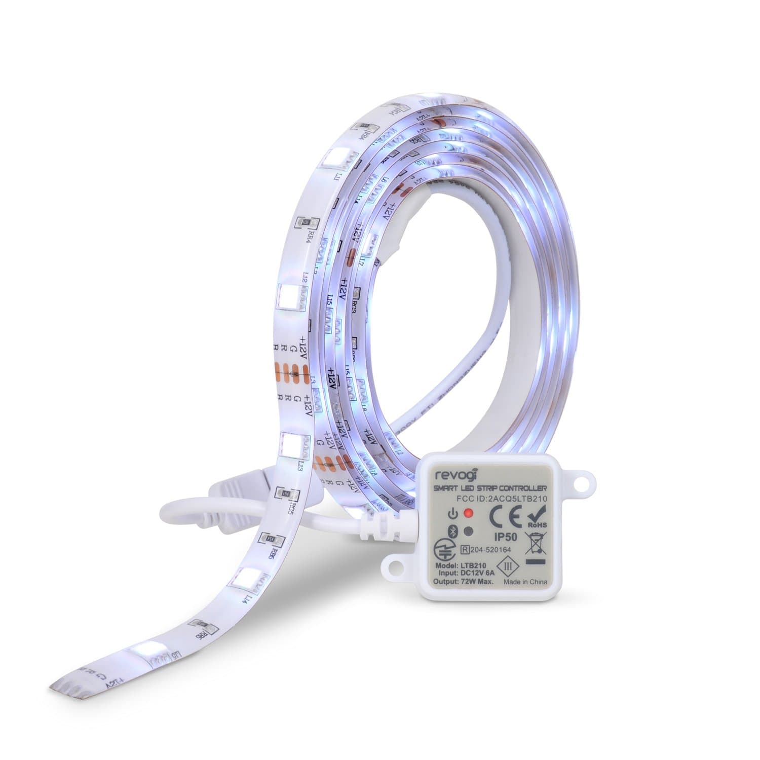 Revogi Smart Color LED Lightstrip, RGB, Dimmable, Bluetooth 4.0, Low Energy, Wireless Light, LED Strip, Android 4.3+, iOS 8+, Scheduler, Anti-Burglar Mode, Music Visualizer