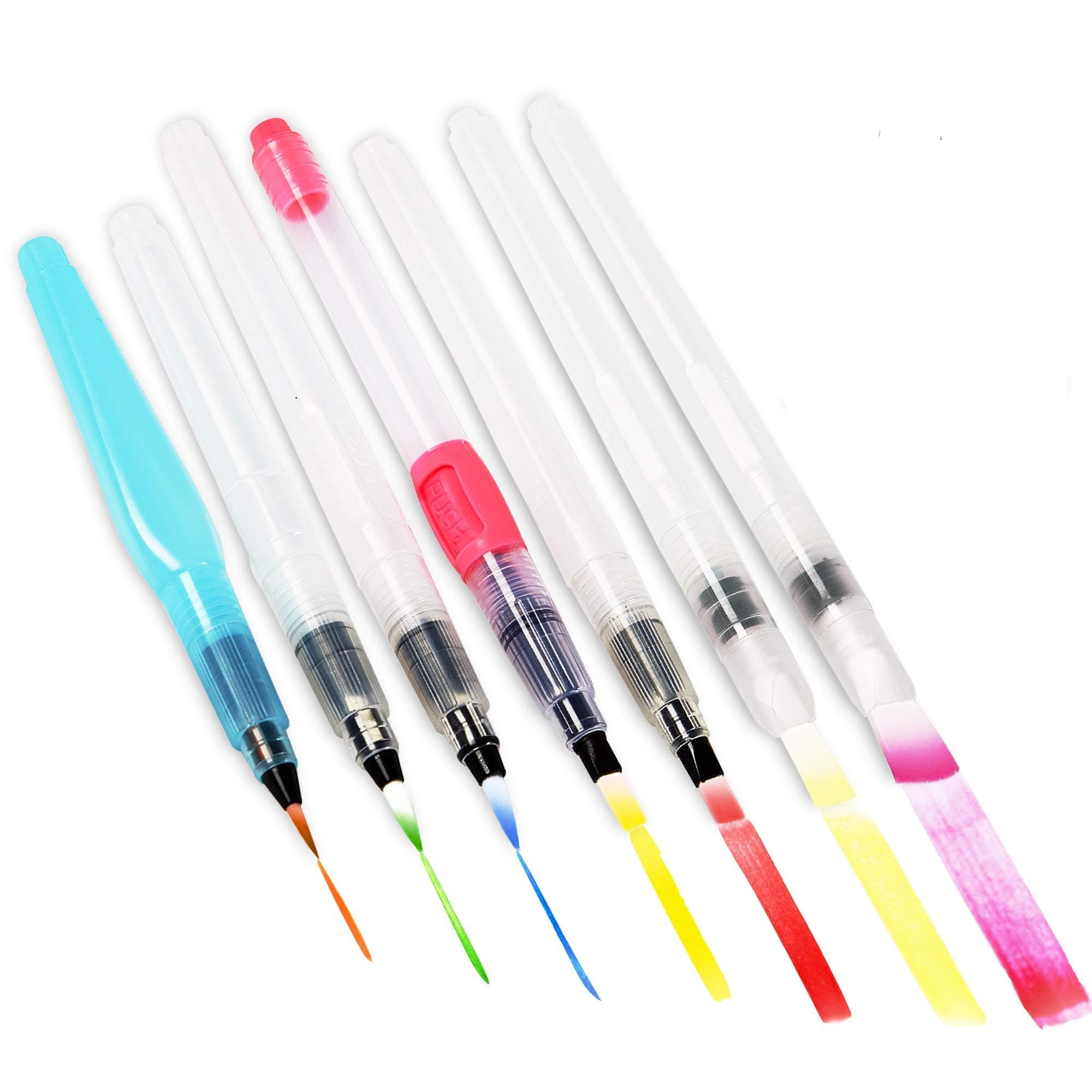 OOKU Watercolour Brush Pens 8 Piece Set - 7 Multi Purpose Watercolouring Brush pens - Bonus Pen Brushes Holder Pouch, Artist Grade Watercolour Brushes for Water Color Painting & Lettering