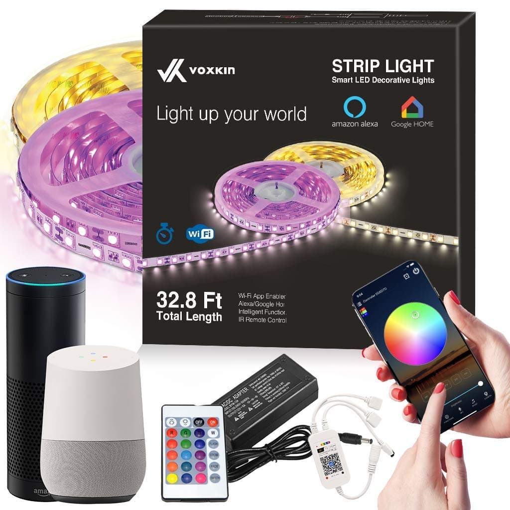 Limitless Led Strip Lights – 32.8 FT - Unlimited Color, Sequence, Strobe, Music Sync – Google Home & Alexa Compatible – Smart App + WiFi Controller + IR Remote, Dimmer On/Off Timer – 3M Peel Off