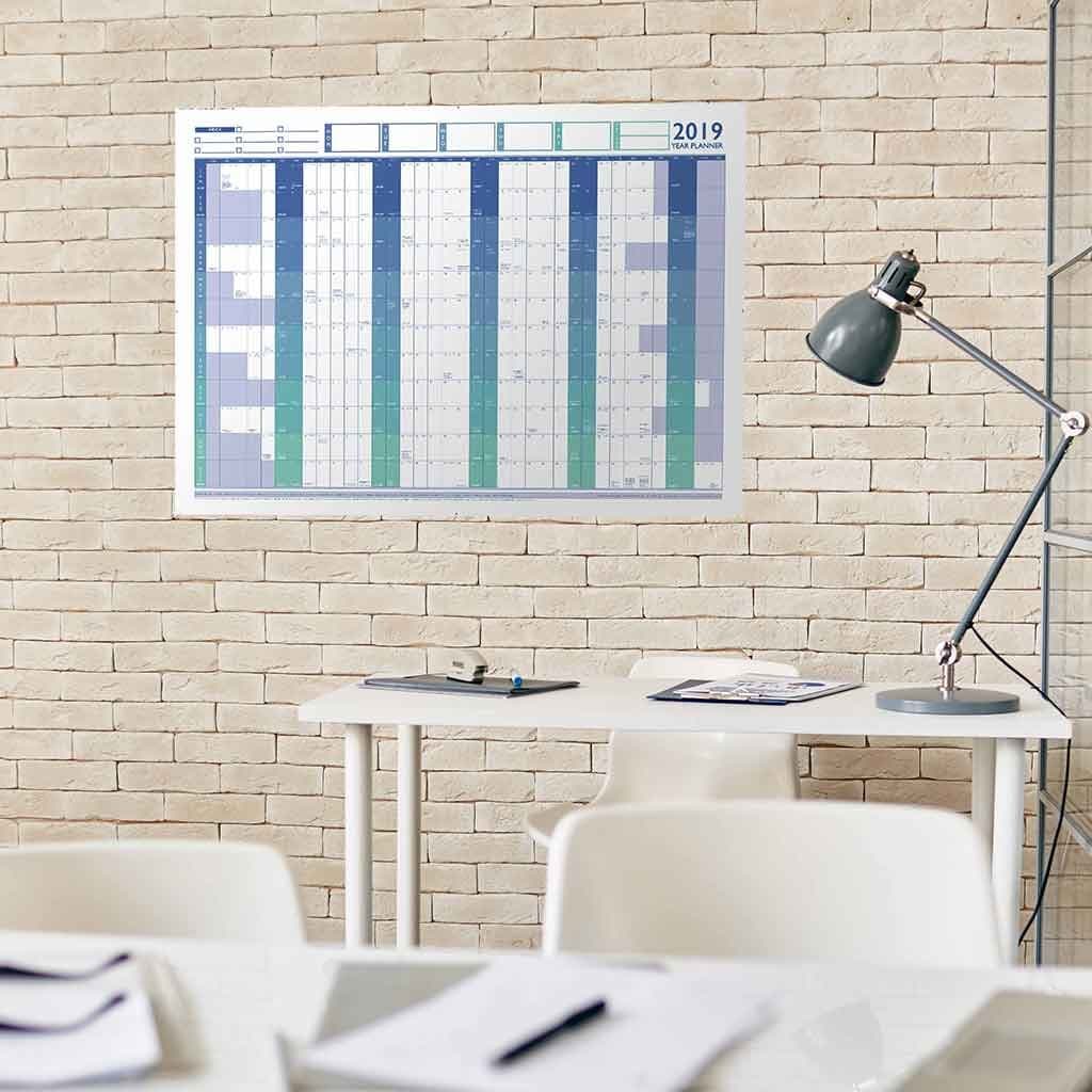 2019 Large Year Wall Chart and Holiday Planner (Blue), 19YPR