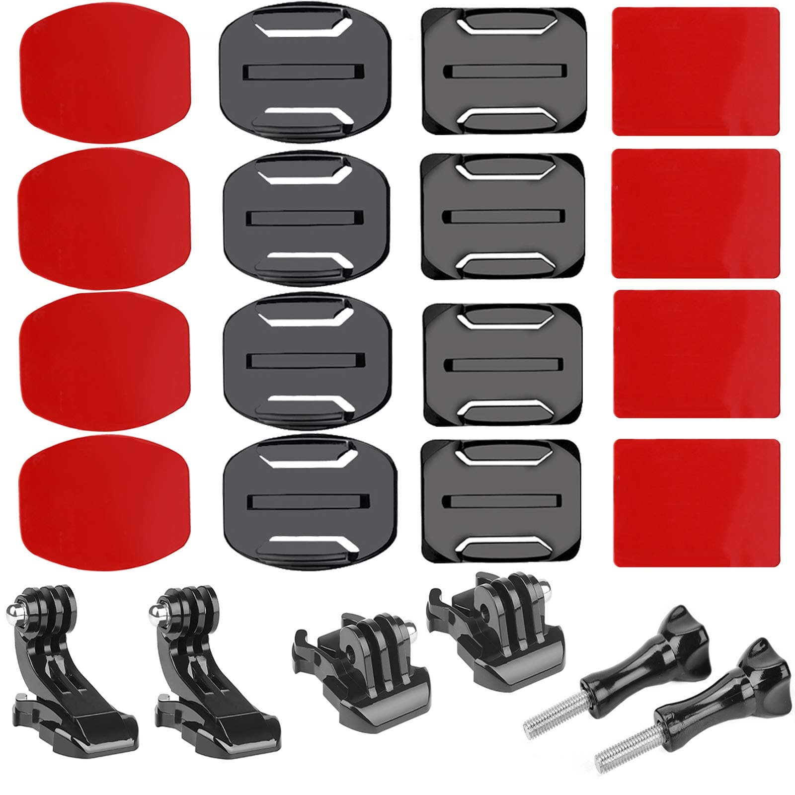 Gurmoir 22in1 Helmet Accessories Kit Set Adhesive Pad Sticker Flat Curved Mounts with Buckle Base Mount and J-Hook Buckle For GoPro Hero 7/Hero 6/5 5Session 4 3+ AKASO EK7000 and More Action Cameras