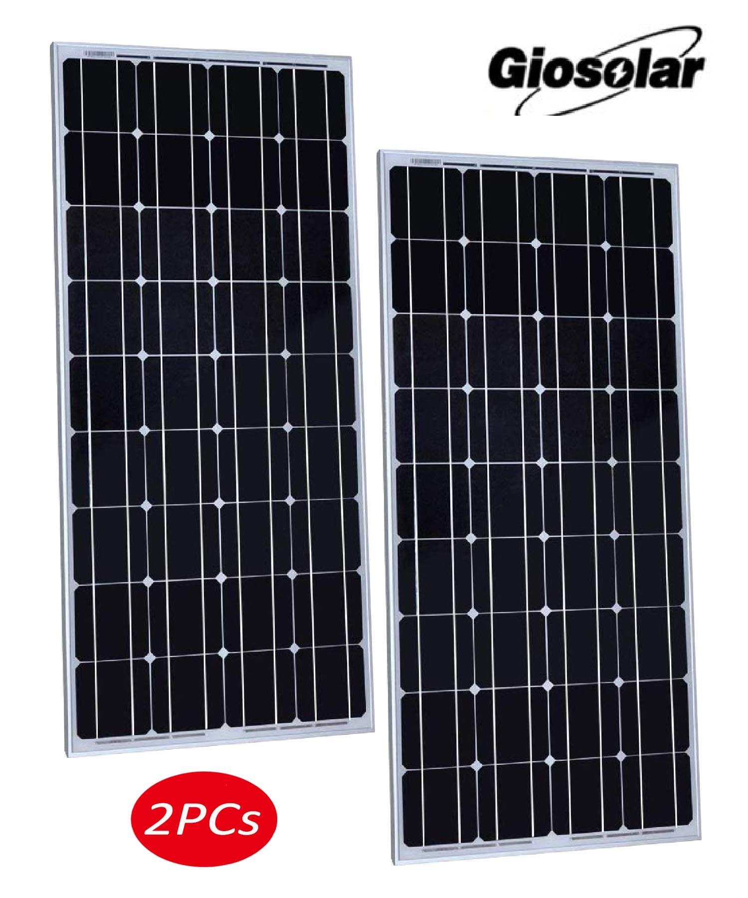Giosolar 200W Monocrystalline Solar Panel for Charging a 12V/24V Battery for Motorhome/RV/Caravan/Camper/Boat Yacht/Off-Grid Backup Solar Power Systems