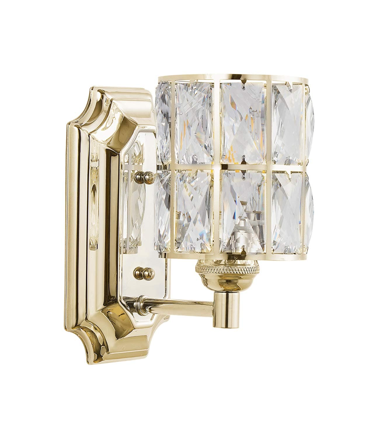 Doraimi Lighting 1 Light Plating Champagne Prism Crystal Wall Sconce, Modern and Concise Style Wall Light Fixture with Prism Crystal Shade for Bathroom,Hallway,Powder Room,Living Room