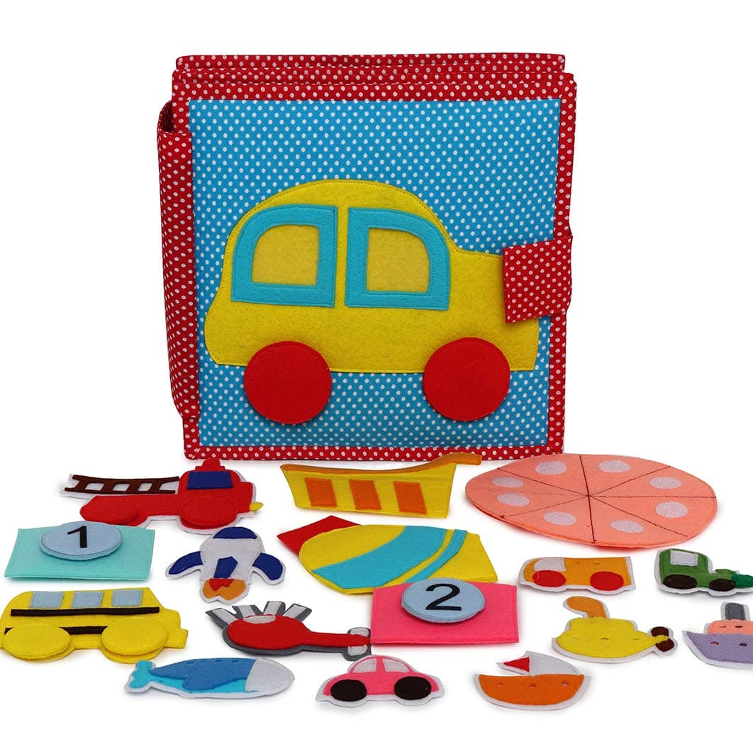 Jolly Designs Premium Handmade Fast Car Quiet Book | Complex Felt Book for Early Learning | Soft Sensory Busy Book for toddlers and children