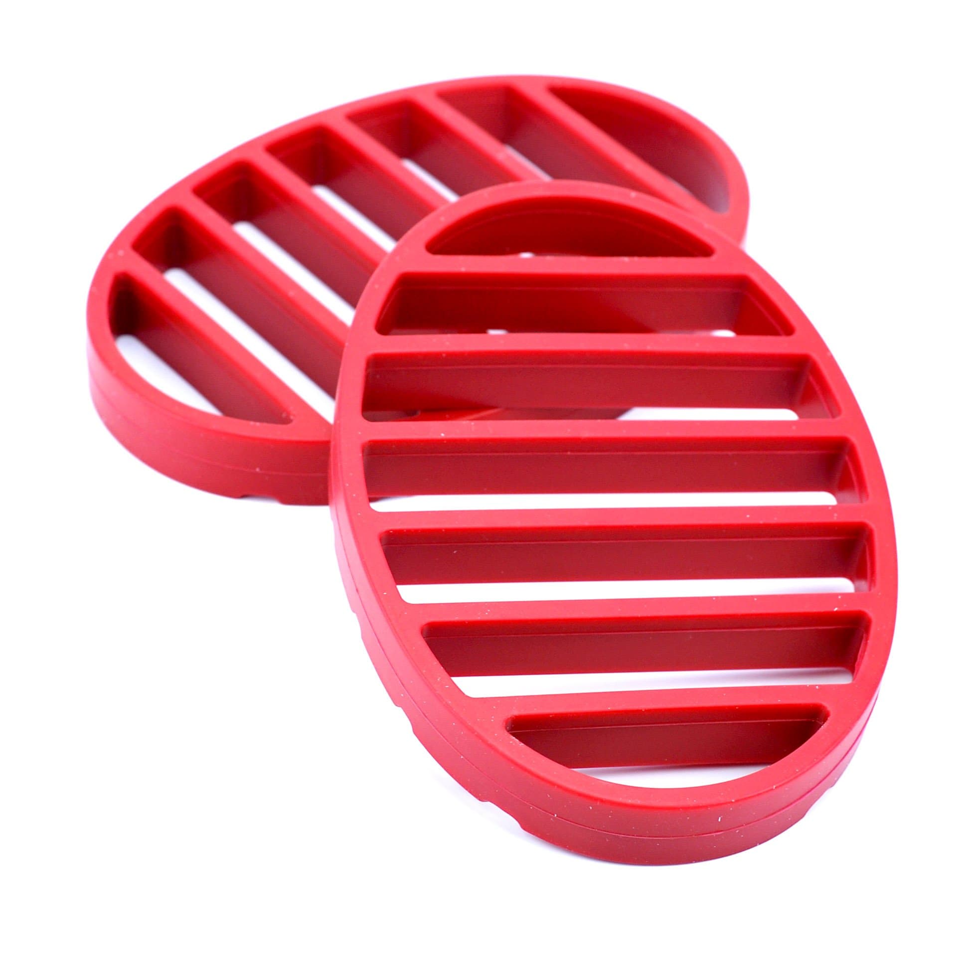 Roast Rack, Nonstick Silicone Oval Roasting Rack For Turkey - Red (pack Of 2)