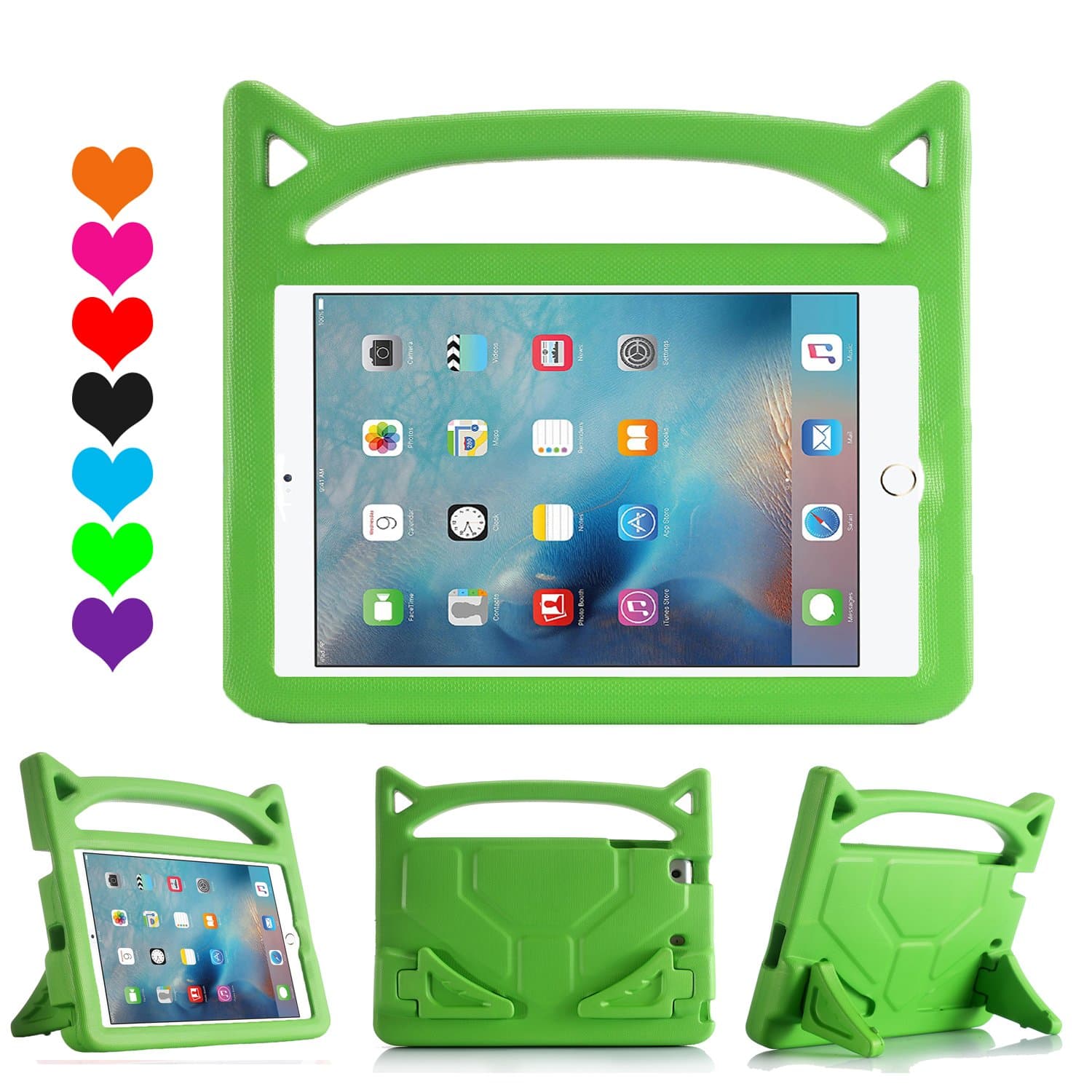 Lmaytech iPad 9.7 2018 & 2017 Release/iPad Air Case, Light Weight Shock Proof Handle Stand Case Cover Kids Friendly for Apple iPad 9.7" (6th Gen, 5th Gen) / iPad Air (Green)