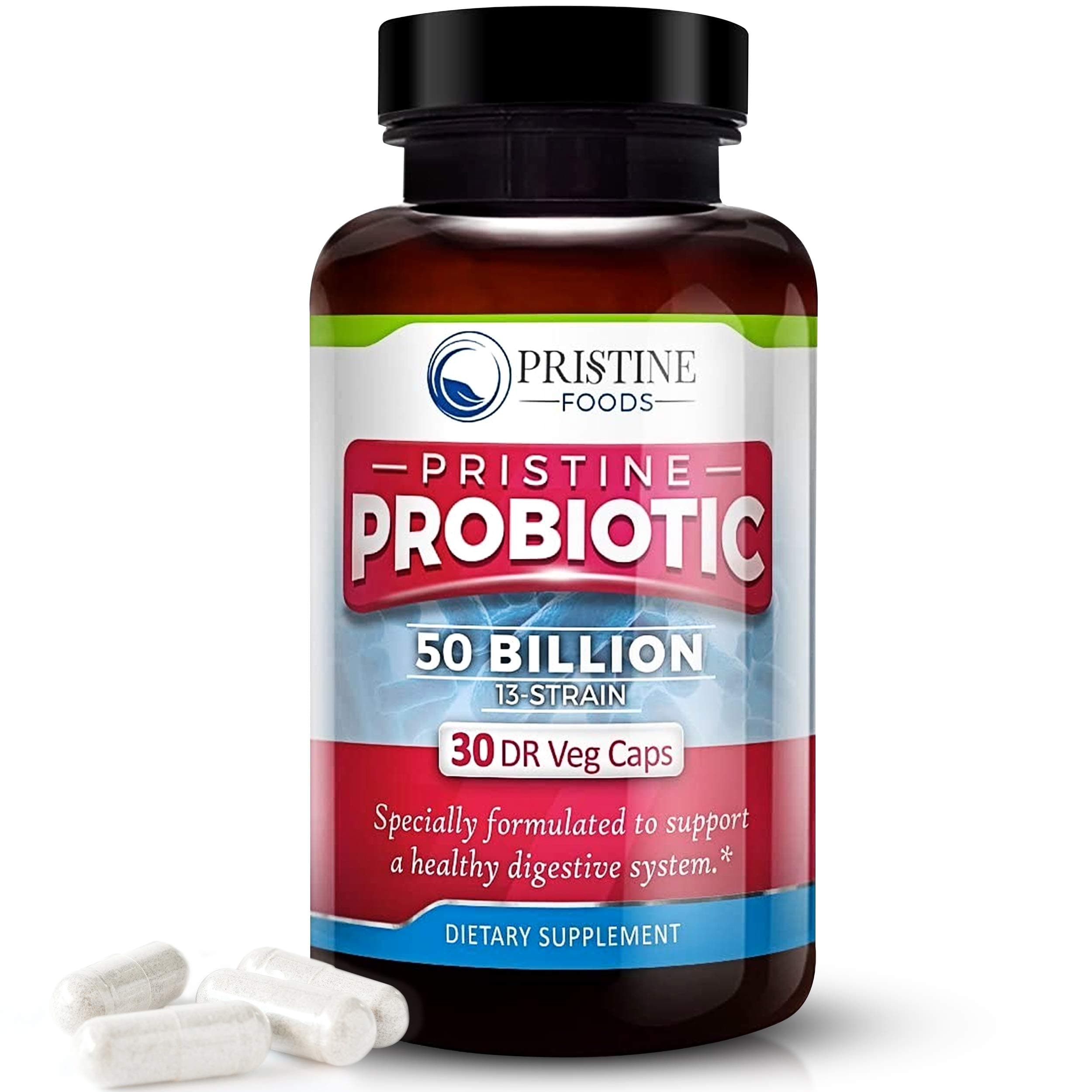 Pristine Probiotics Nutritional Dietary Supplement with 50 Billion CFUs, 13 Strains, Natural Probiotic Pill for Women, Healthy Digestive System, 1 Capsule Daily, 30 Capsules