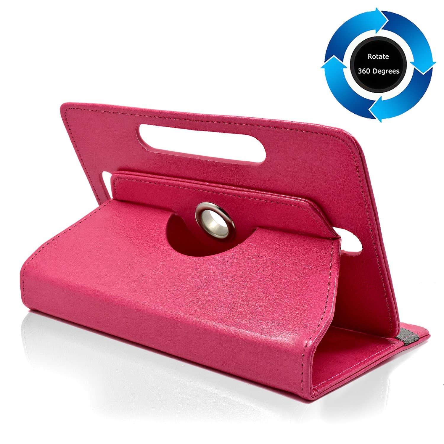 NEM Universal Folio Case for 8 inch Tablet, Leather Stand Protective Case Cover for 8" Touchscreen Tablet with Multi-Angle Stand for iPad Samsung Tab Kindle Fire-Pink