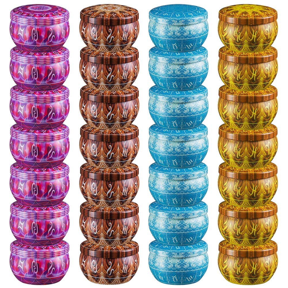 Opeshar 28 PCS DIY Candle Tins Craft Tools, Round Containers with Slip-On Lids for Party Favors, Candle Making, Spices, Gifts