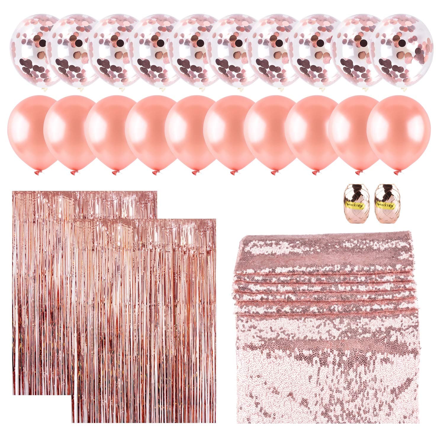 4pcs Rose Gold Table Runner Bridal Shower Tablecloth - Sequin Tablecloth for Wedding/Party/Birthday Decoration and Baby Shower - 12x108Inch