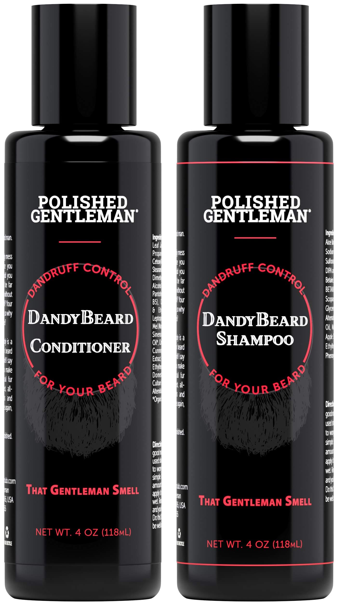 Beard Wash Shampoo and Conditioner Set - For Beard Dandruff and Dry Itchy Beards - With Beard Oils and Tea Tree - Organic Facial Hair Moisturizer Kit - Great Beard Mustache Wash (4oz)