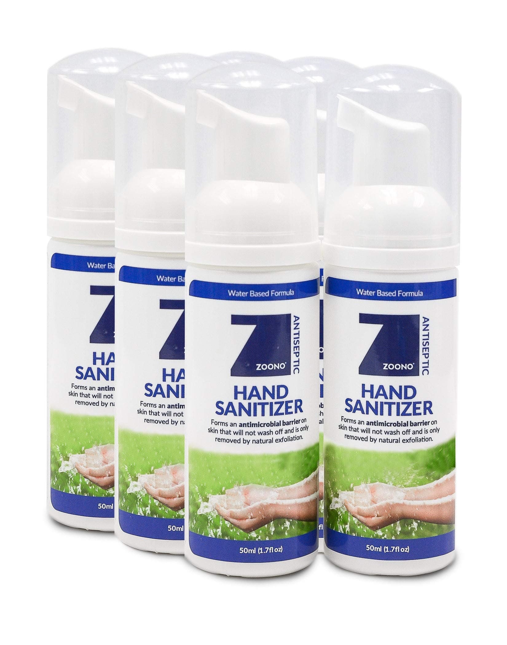 New 6-Pack Hand Sanitizer -Water Based - Long-Lasting 24 Hour Effect - Kills 99.9% Of Germs - Non-Staining - 50ml Foam (Includes 6 x 50ml Foamers) - Made in USA