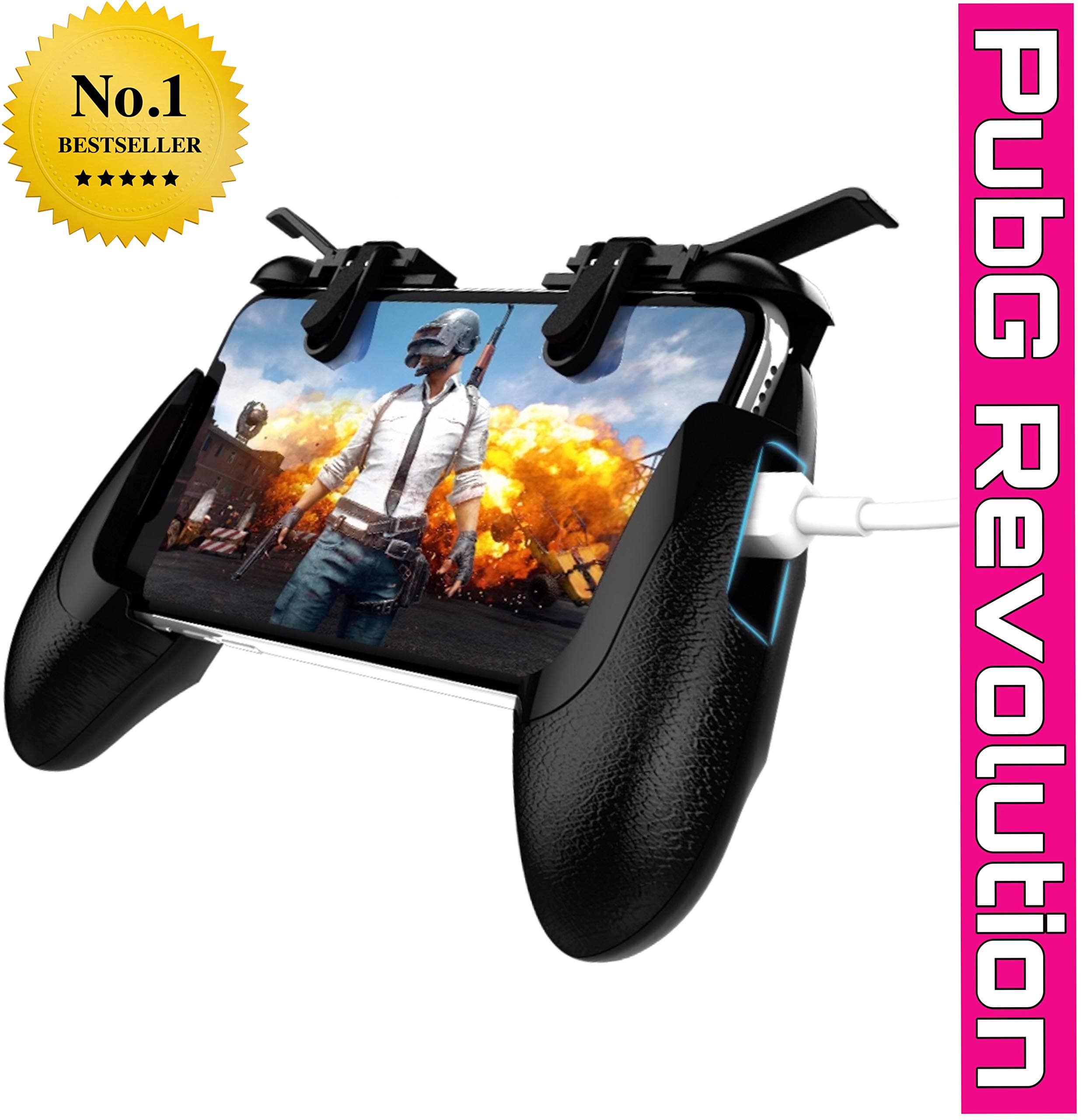 Lanos™ Mobile Game Controller [Upgrade Version] Sensitive Shoot and Aim Keys L1R1 and Gamepad for PUBG/Knives Out/Rules of Survival, Mobile Gaming Joysticks for Android iOS