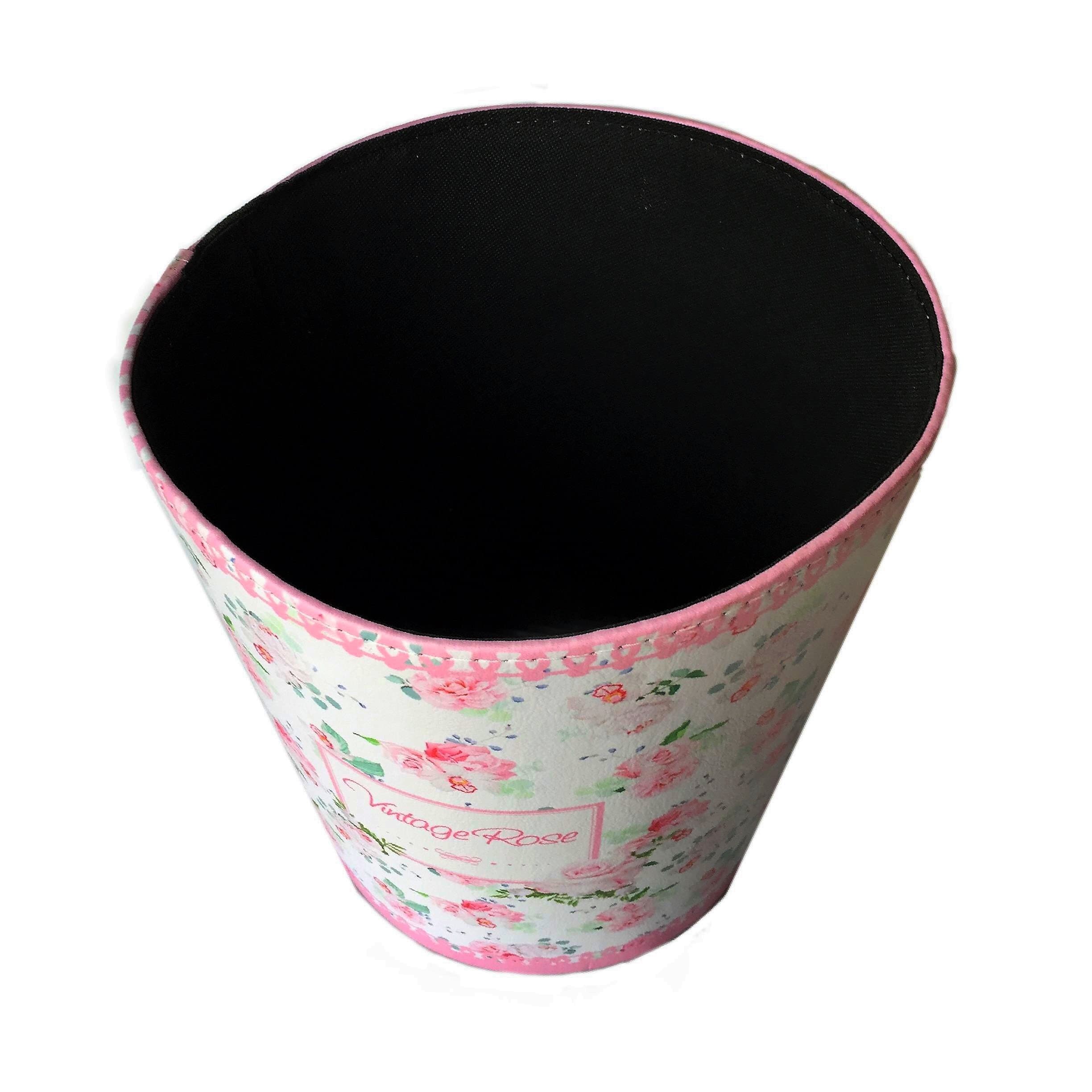 Office Bin without lid Rubbish Bin For Bathroom And Dressing Table, Dustbin, Retro Flowers, 26 x ø26,5 cm