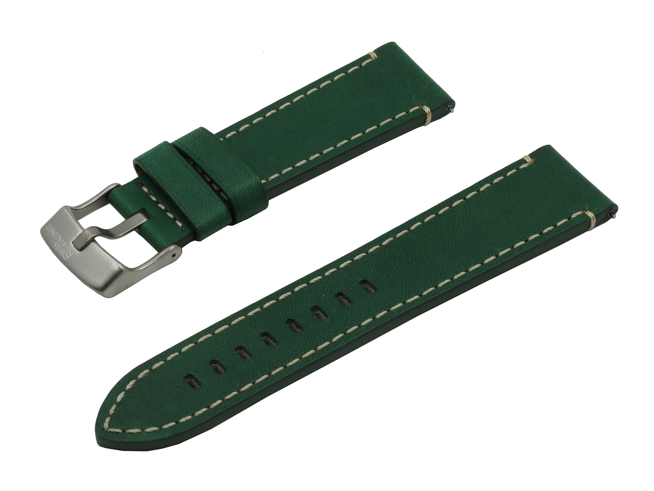 Quick Release Real Leather Hypoallergenic Watch Band Strap with Titanium Buckle