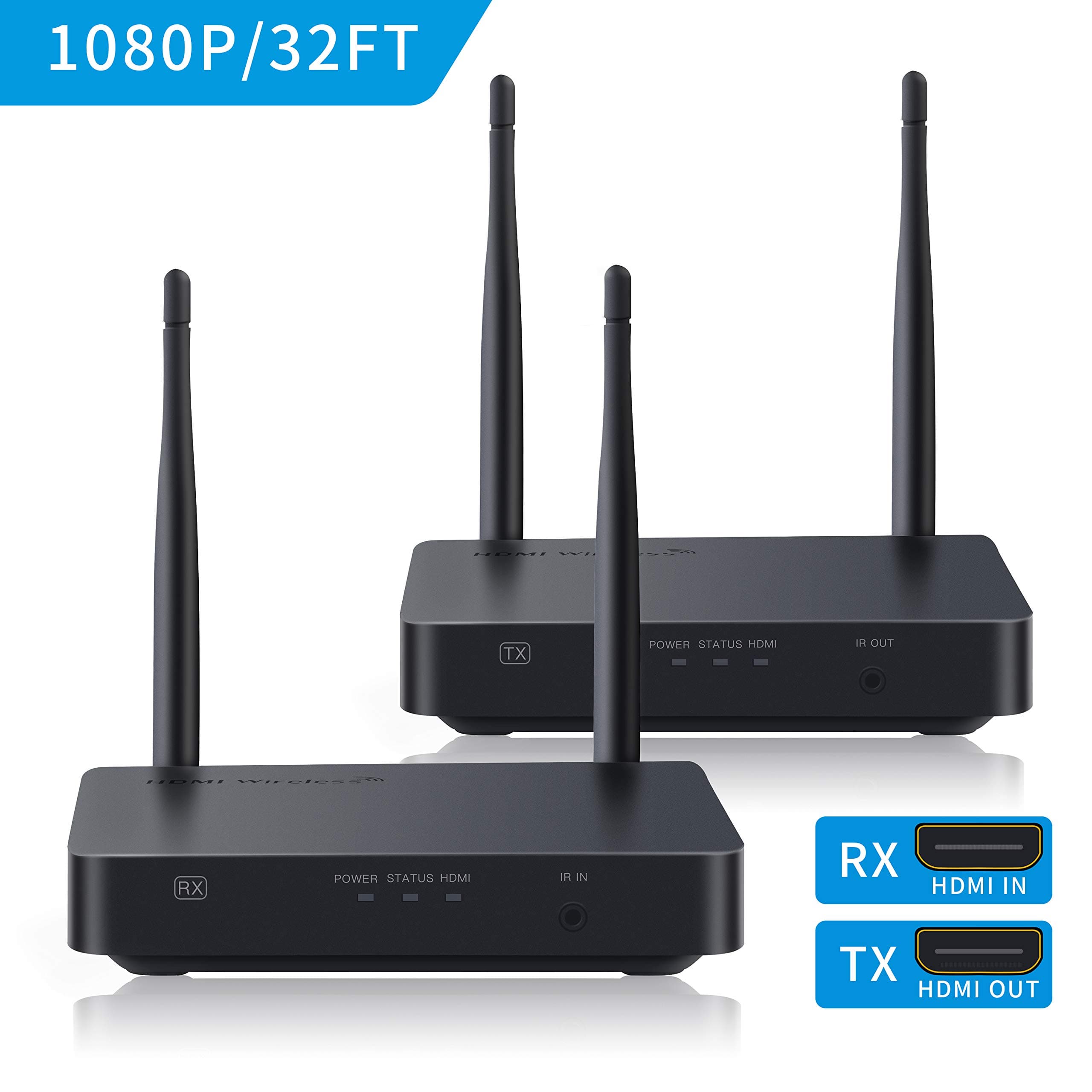 corprit 328 Feet 1080P Wireless HDMI Extender (Transmitter + Receiver), Transmitting Video 1080P HD HDMI 3D & Digital Audio Cable for Laptop, PC, Netflix, YouTube, PS4 HDTV/Projector