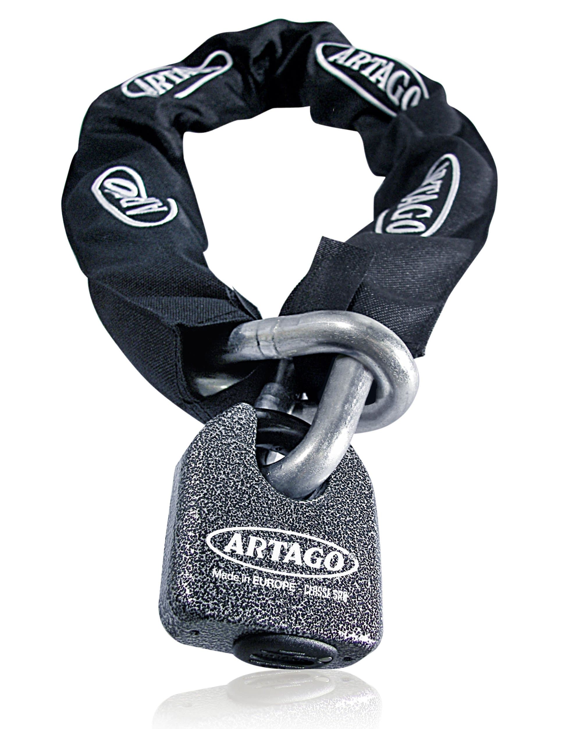 Artago68T10 Maximum Security Motorcycle Chain Lock, Sold Secure Gold Approved, ø15 120cm/3,93ft, Bunker Selection, Forged Steel MONOBLOK Padlock, Anti Theft Heavy Duty Chain Lock for Moto Scooter