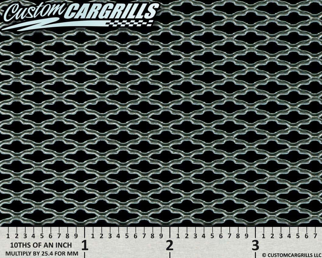 customcargrills 12"x48" Oval ZigZag Grill Mesh Sheet - Silver - Shipped Flat, 0.15 x 0.39 inch hole opening, 0.076" thick raw Aluminum, Made in USA