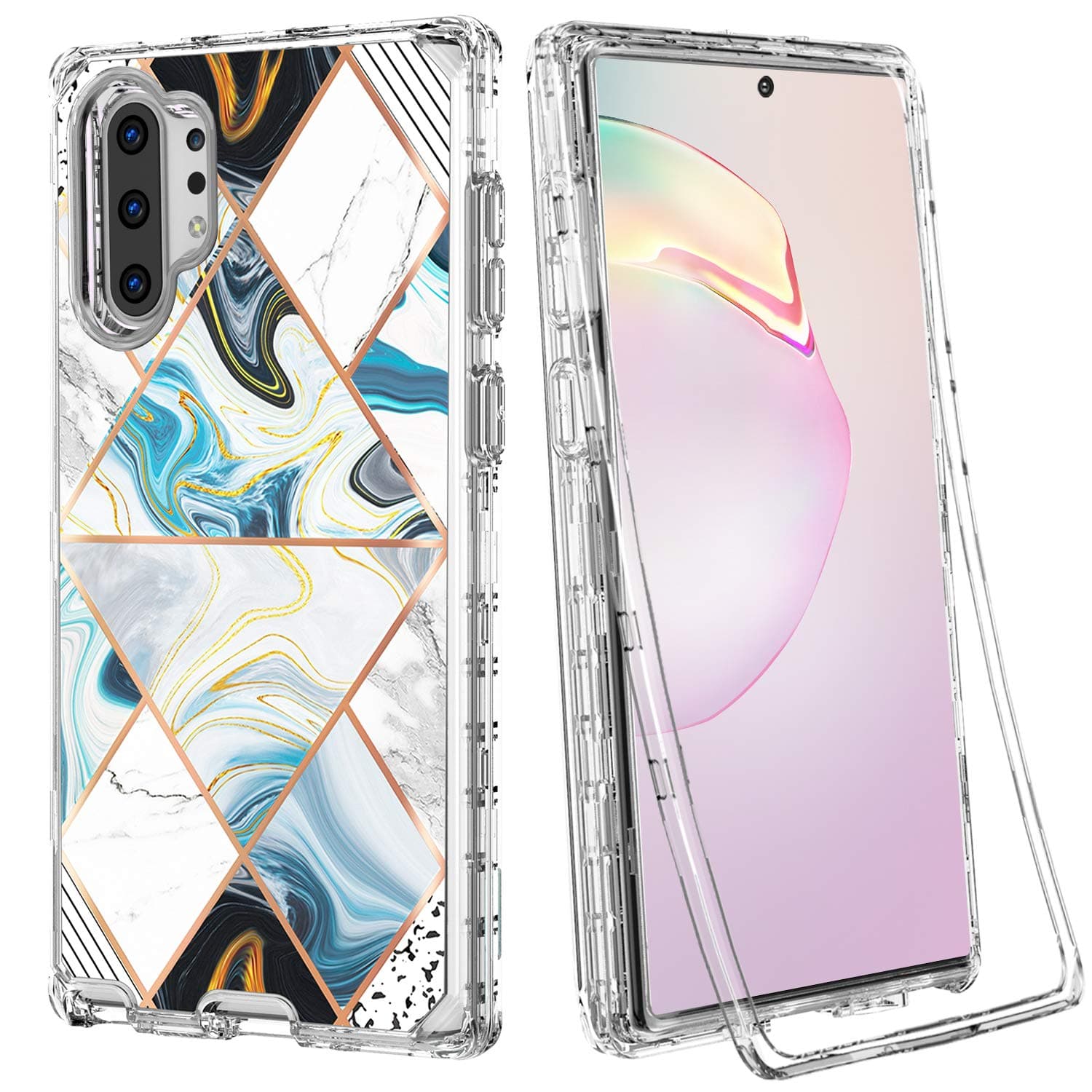 Galaxy Note 10 Plus Case, Samsung Note 10 Plus, DIANXUN 3 in 1 Heavy Duty Defender Shockproof Full Body Protective Case Hard PC Shell Soft TPU Bumper Case for Samsung Galaxy Note 10 Plus, Blue