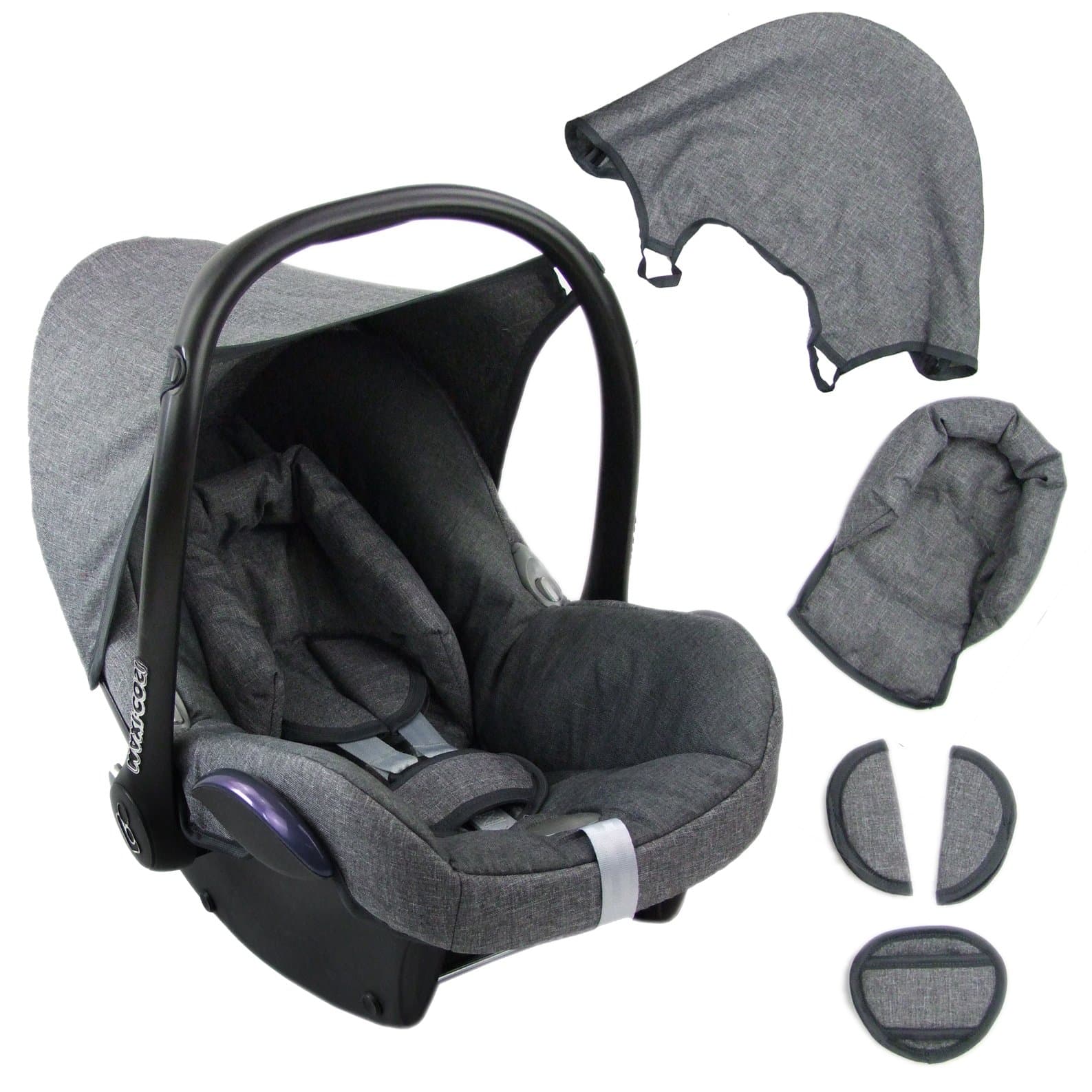 BambiniWelt replacement cover for Maxi-Cosi CabrioFix 6 complex, grey/grey, new, covers for child safety seat summer cover Cabrio Fix.