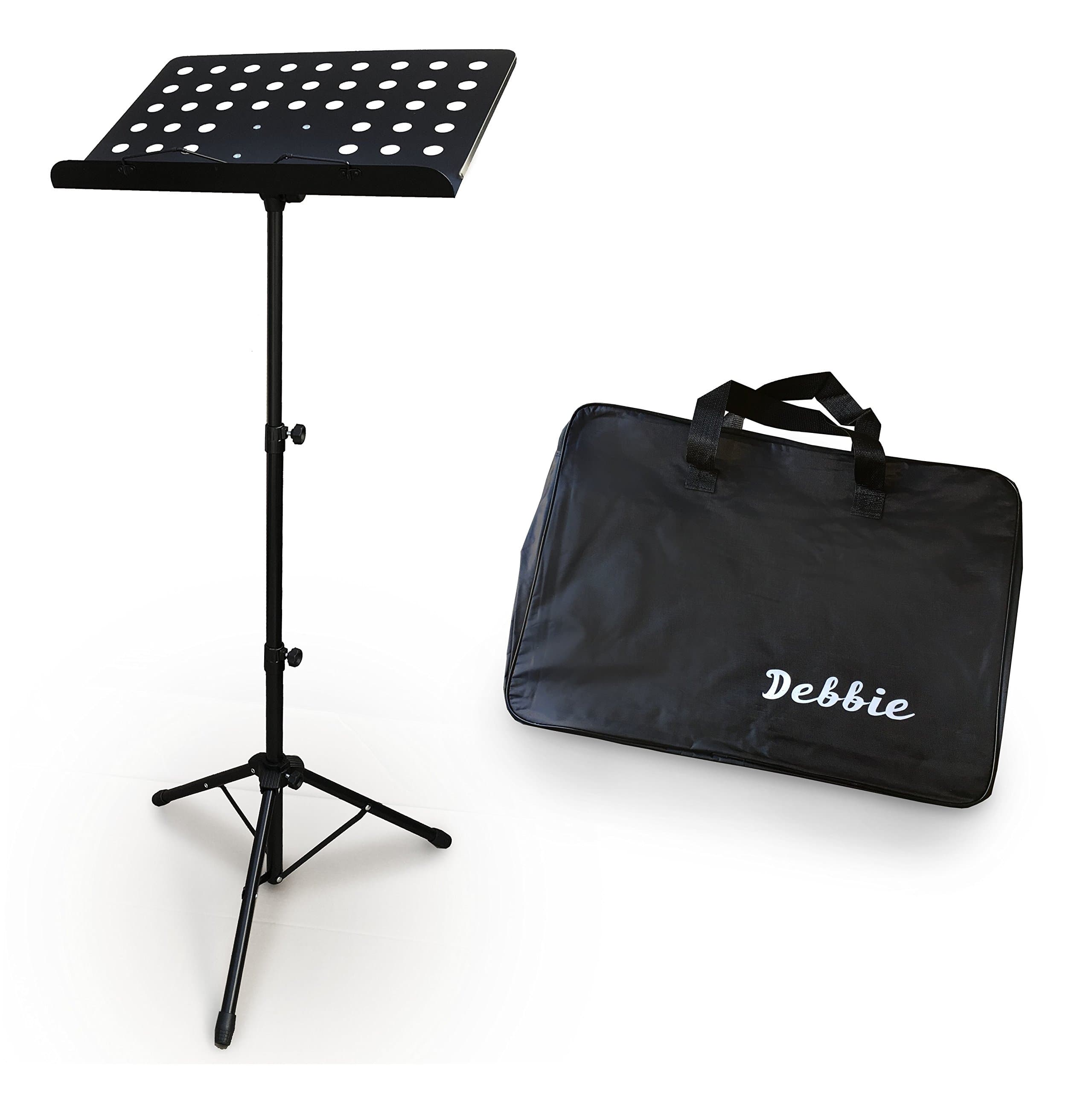 Adjustable Folding Sheet Music Stand Tripod Score Holder Mount IPAD - Free Carrying Black Bag - Heavy Duty and Professional Collapsible Orchestra - Drums, Piano, Violin, Flute, Clarinet, Guitar