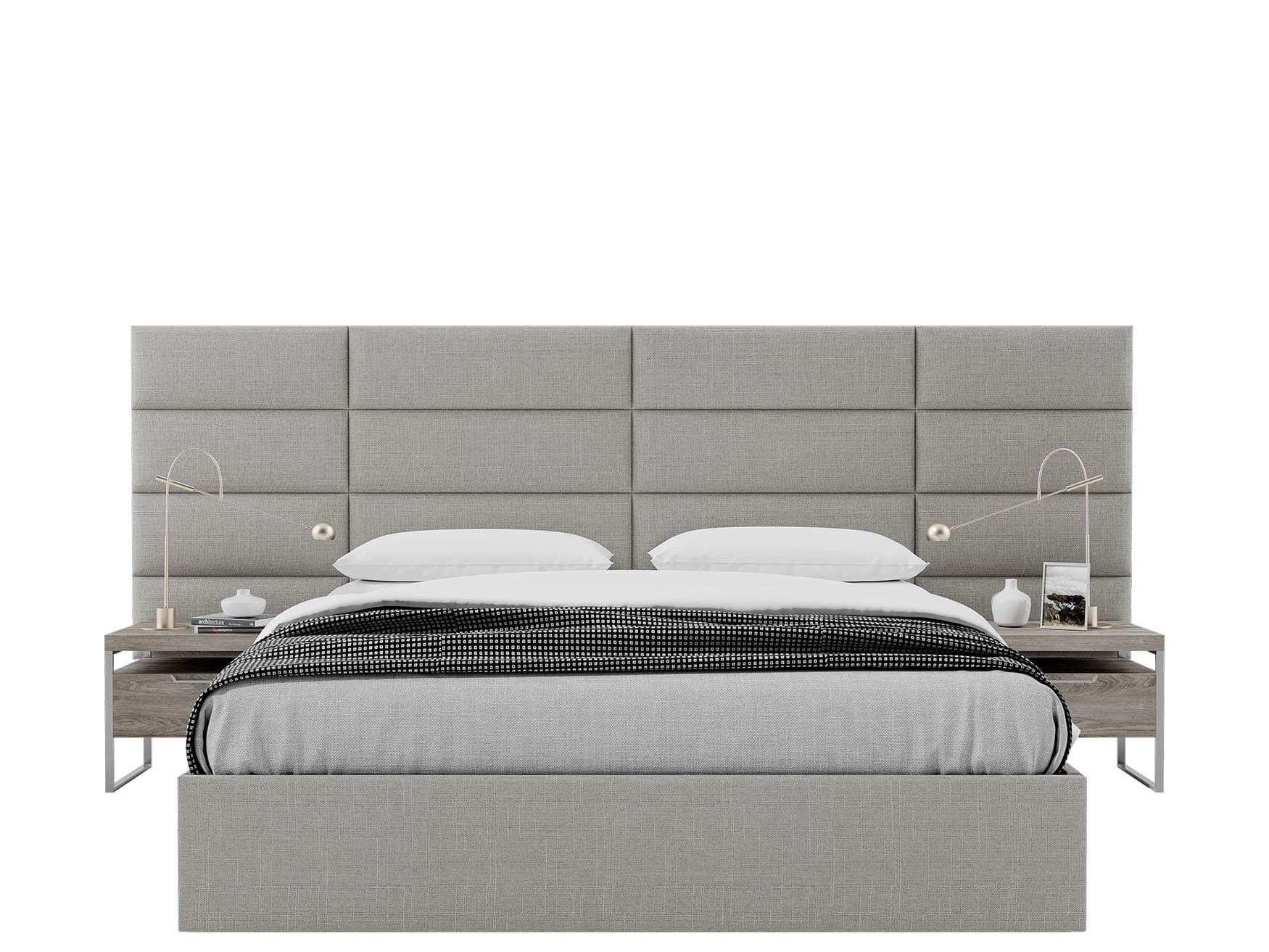 Vänt Upholstered Wall Panels - King/Cal King Size Wall Mounted Headboards - Weave Moondust Grey - Twin/King - Set of 4 Panels (Each Individual Panel 39"x11.5")