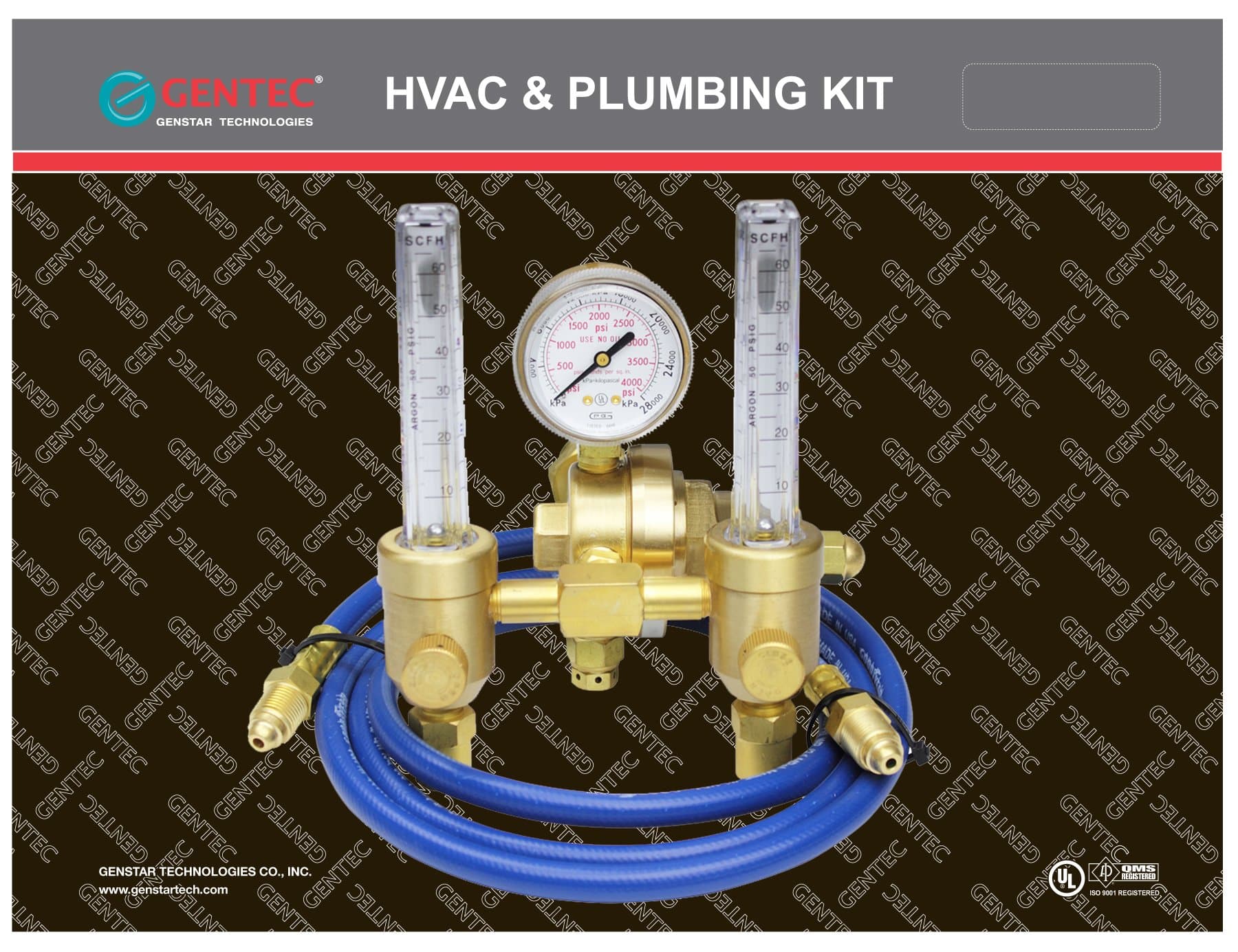Gentec 196AR-60-6HSP Dual Flowmeter Regulator Kit