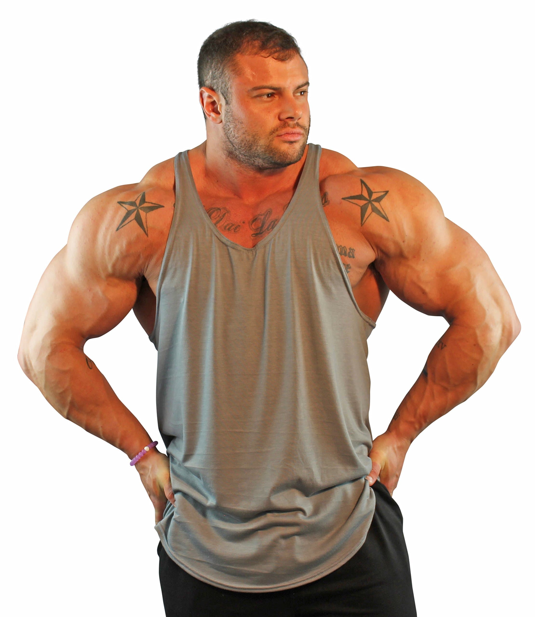 Men's No Logo Y Back Stringer Tank Top. Made in America