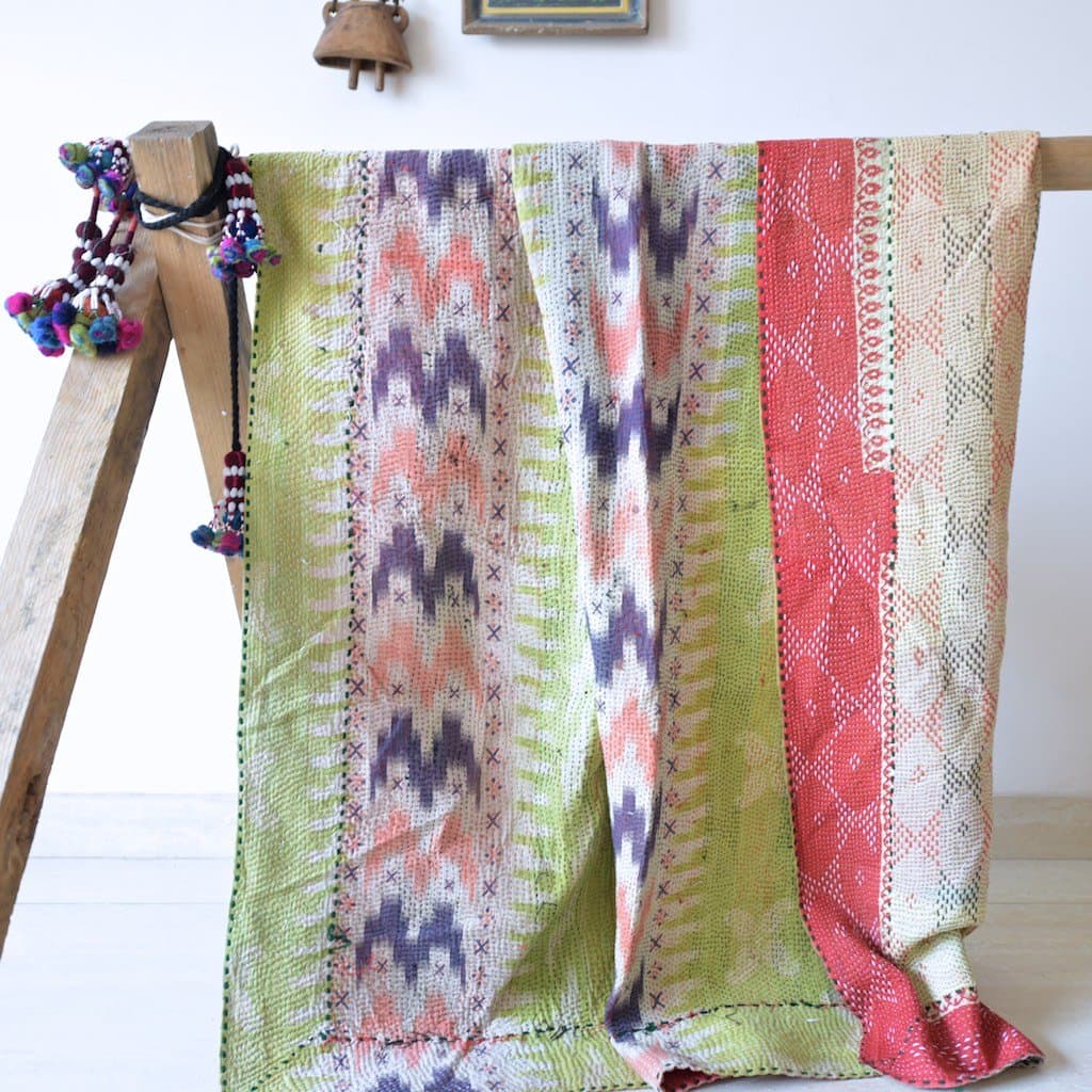 Mahima, Luxury Vintage Handmade Kantha Patch Work Throw/Quilt, One of a Kind