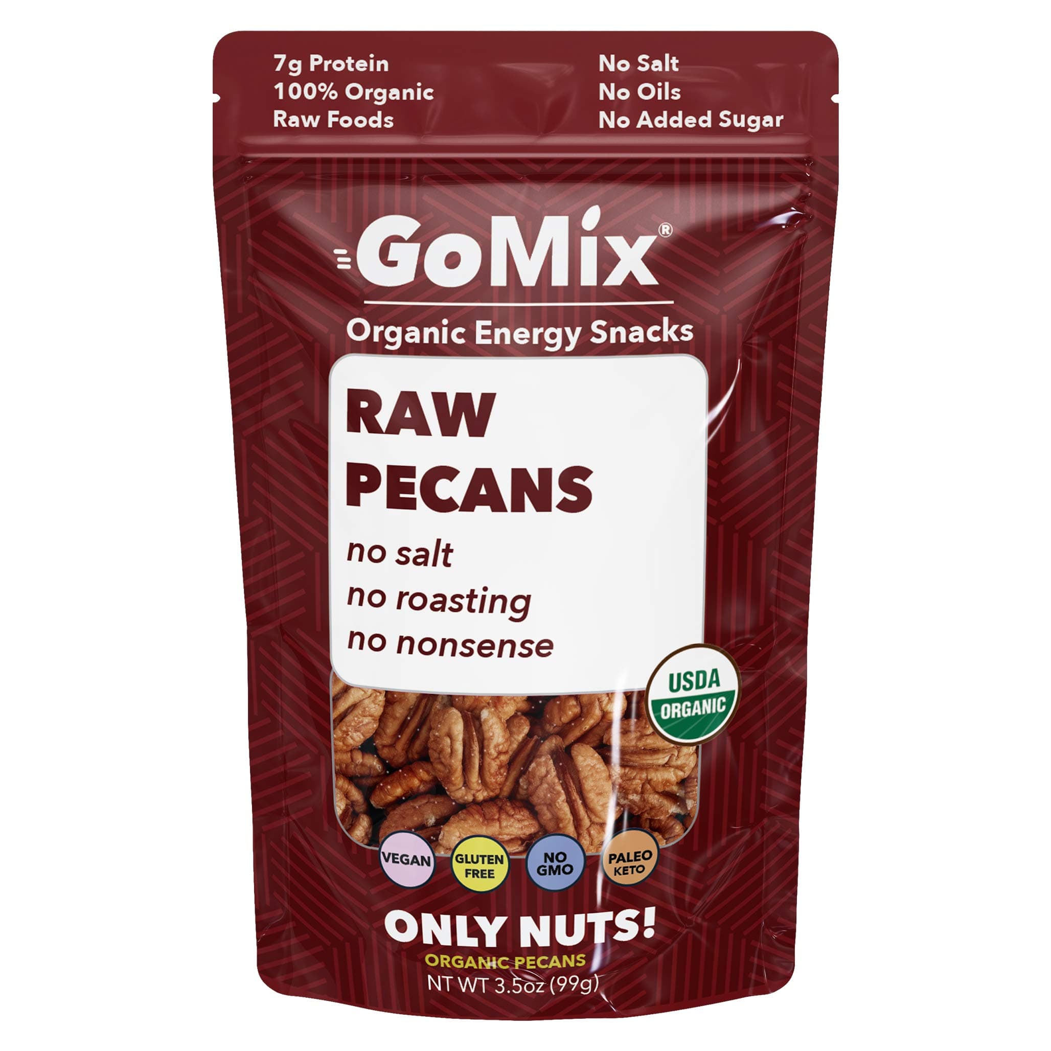GoMix MiNU Organic Nuts (Organic Raw Pecans, 3.5 oz (2 bags))